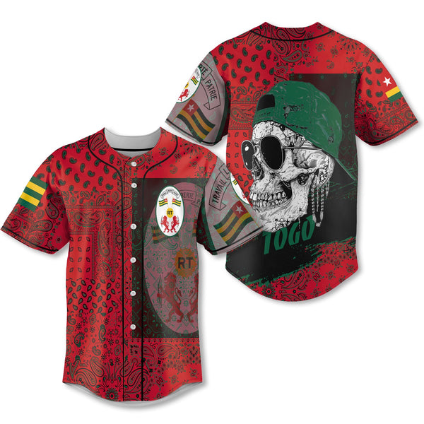 Togo Baseball Jersey Paisley Flag And Skull Style 1