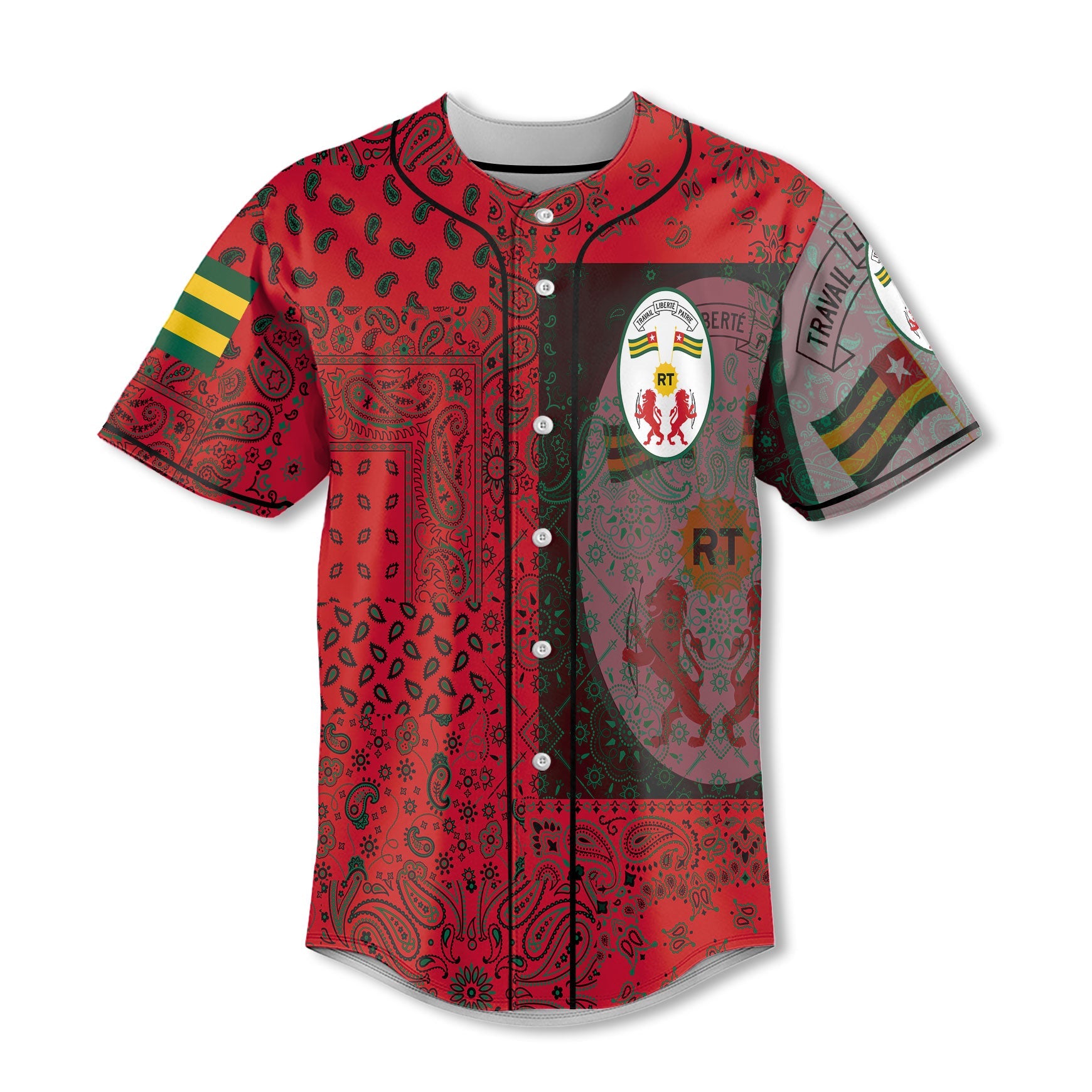 Togo Baseball Jersey Paisley Flag And Skull Style 2