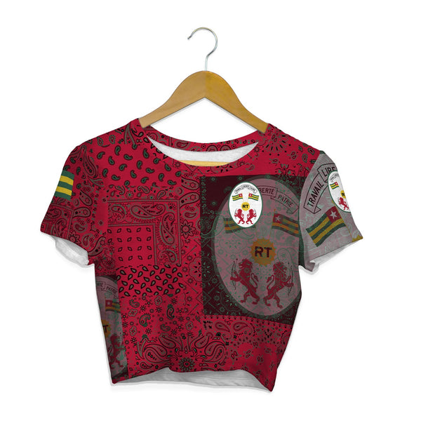 Togo Croptop T Shirt Paisley Flag And Skull Style 1