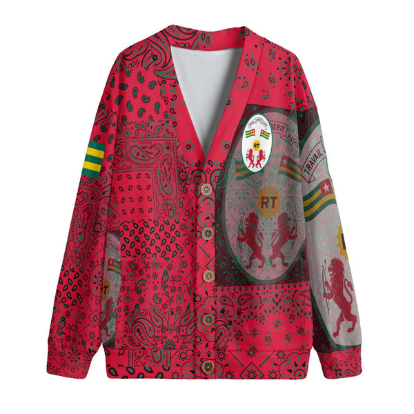 Togo Fleece Cardigan Paisley Flag And Skull Style 1