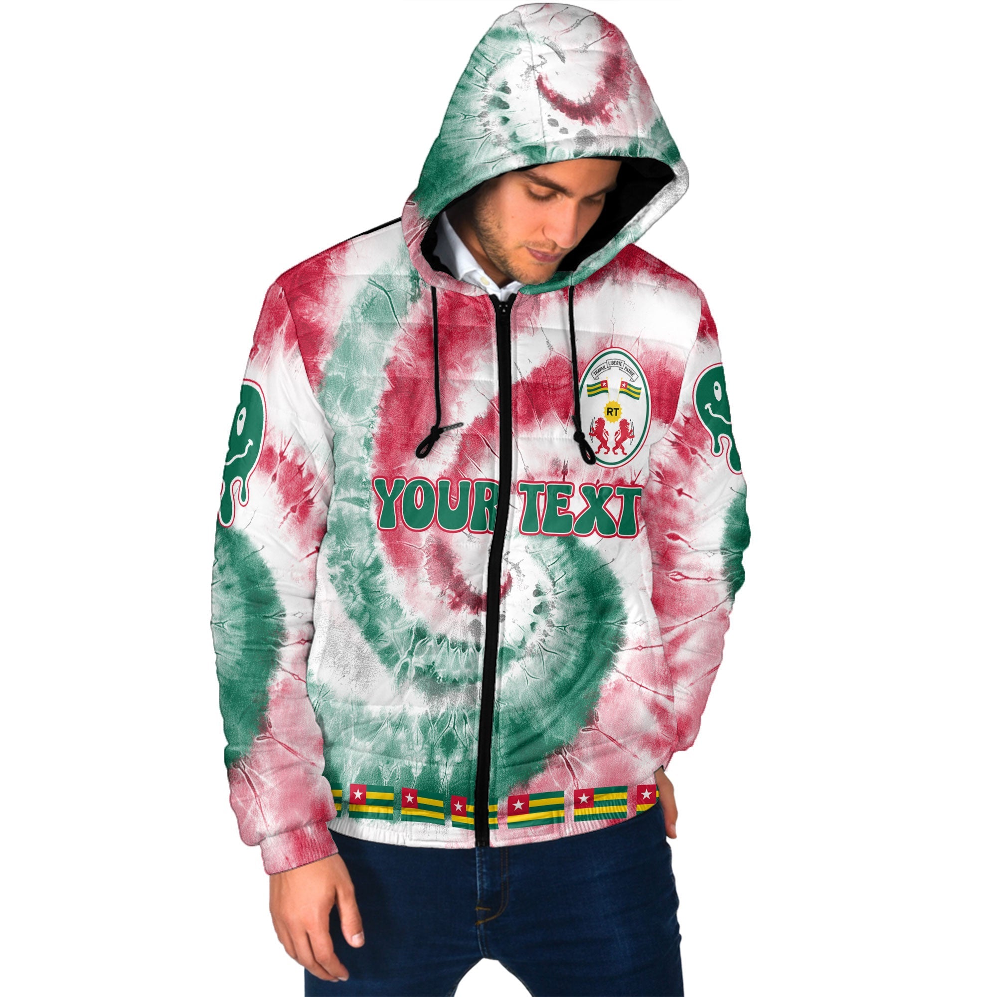 Togo Men Hooded Padded Jacket Custom Tie Dye Style 2