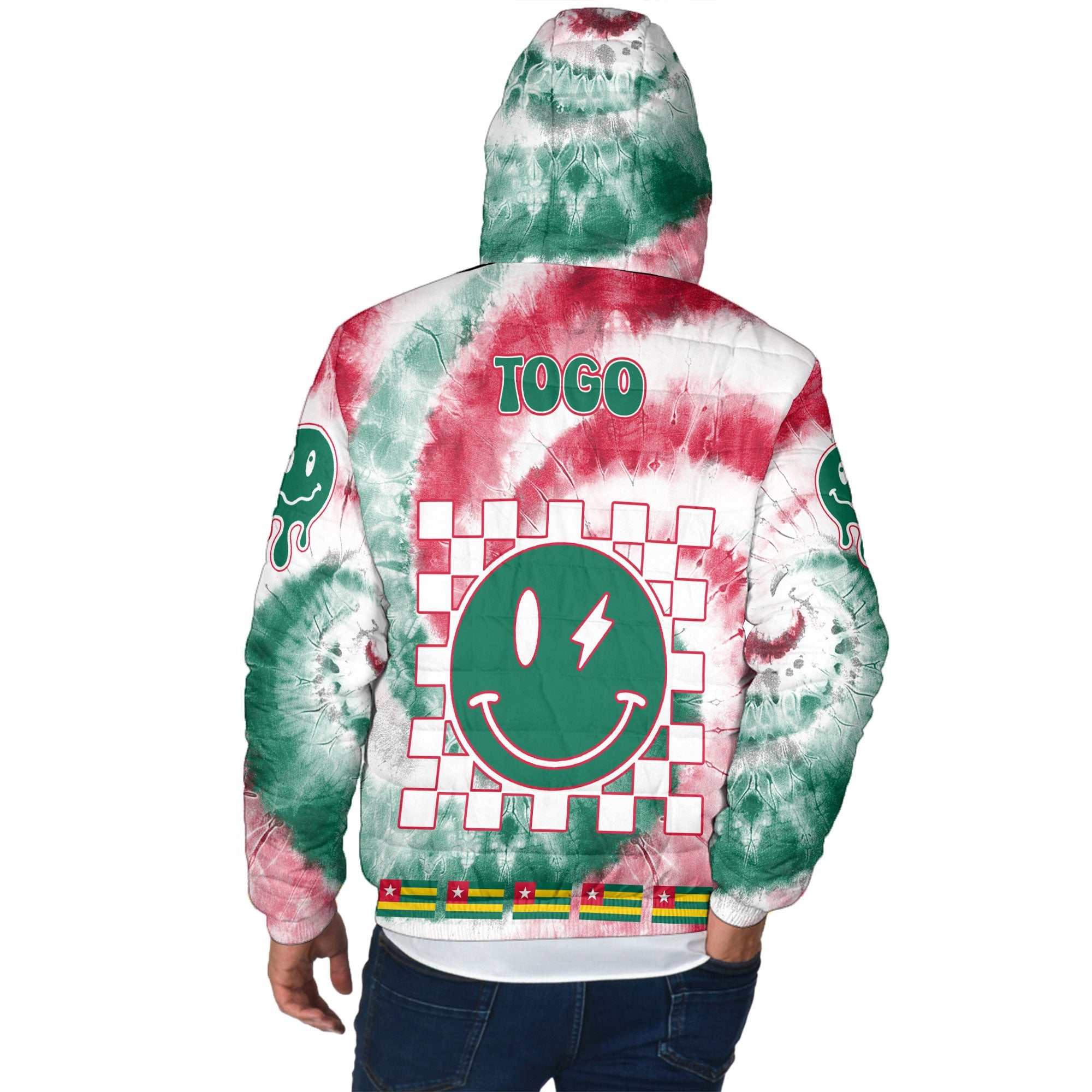 Togo Men Hooded Padded Jacket Custom Tie Dye Style 3