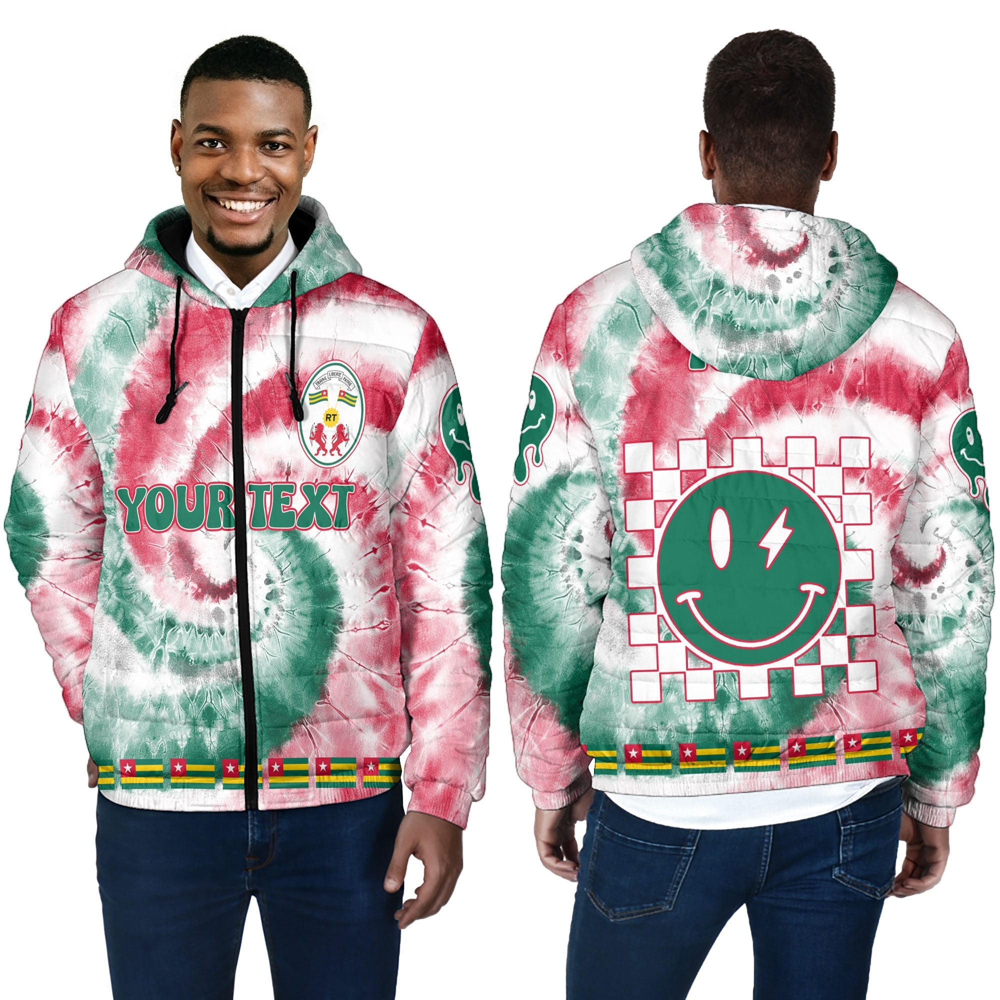 Togo Men Hooded Padded Jacket Custom Tie Dye Style 4