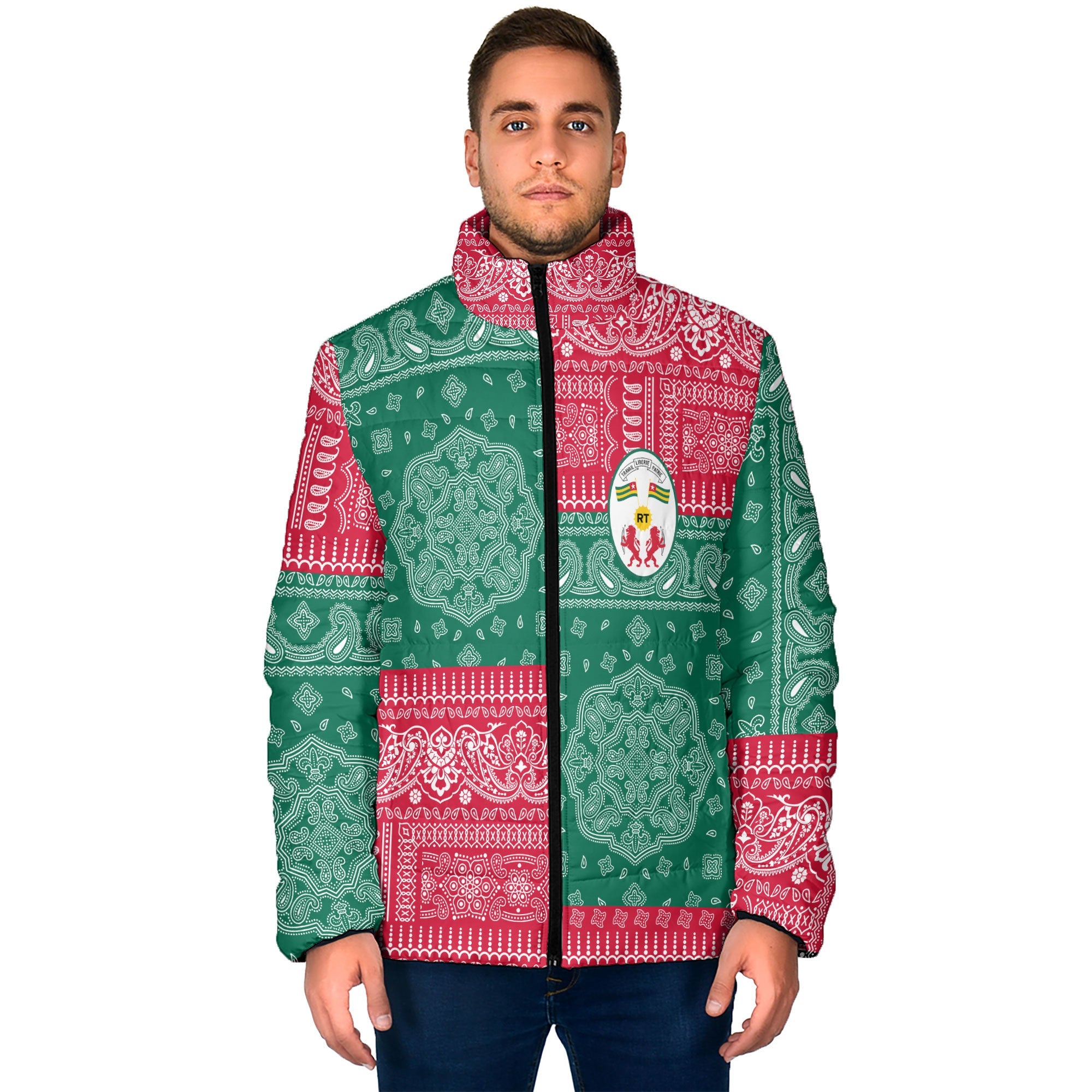 Togo Men Padded Jacket Flag And Paisley Basic Style 1