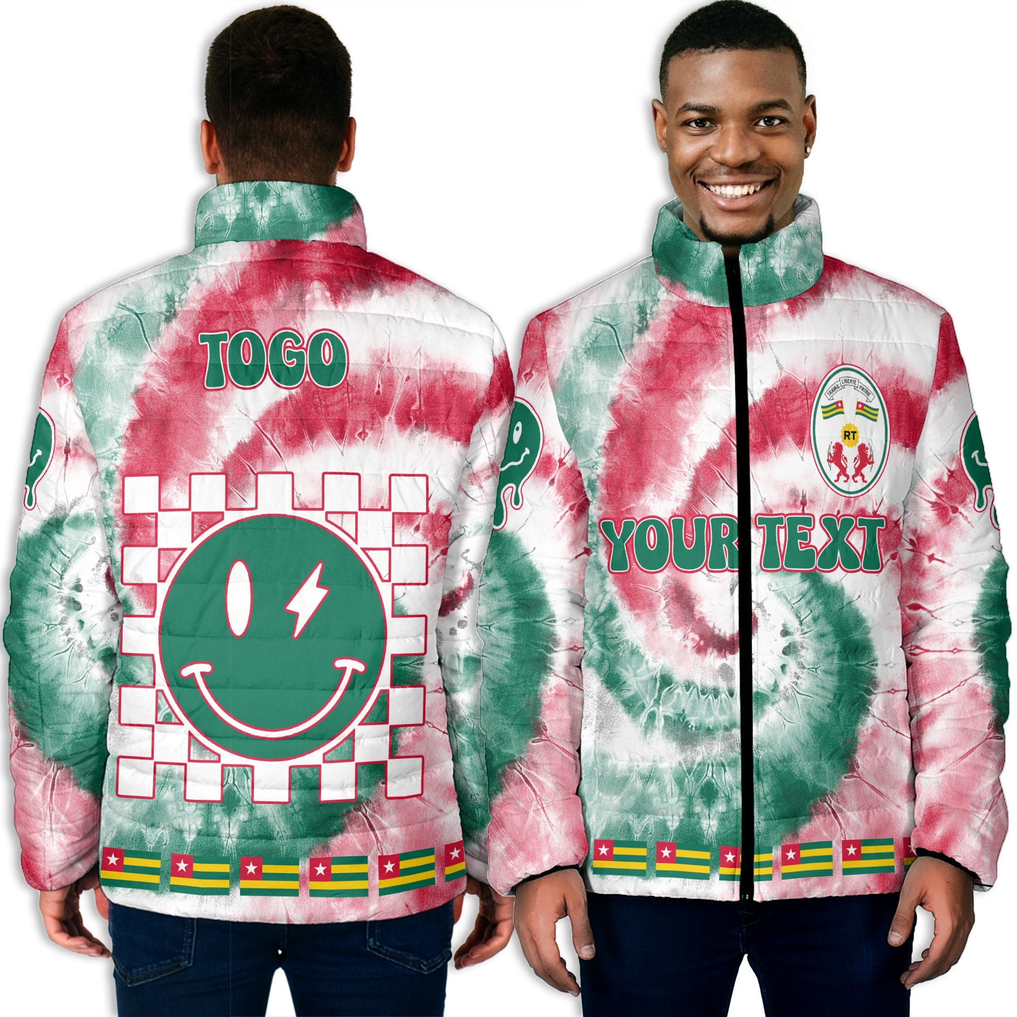 Togo Men Padded Jacket Custom Tie Dye Style 3