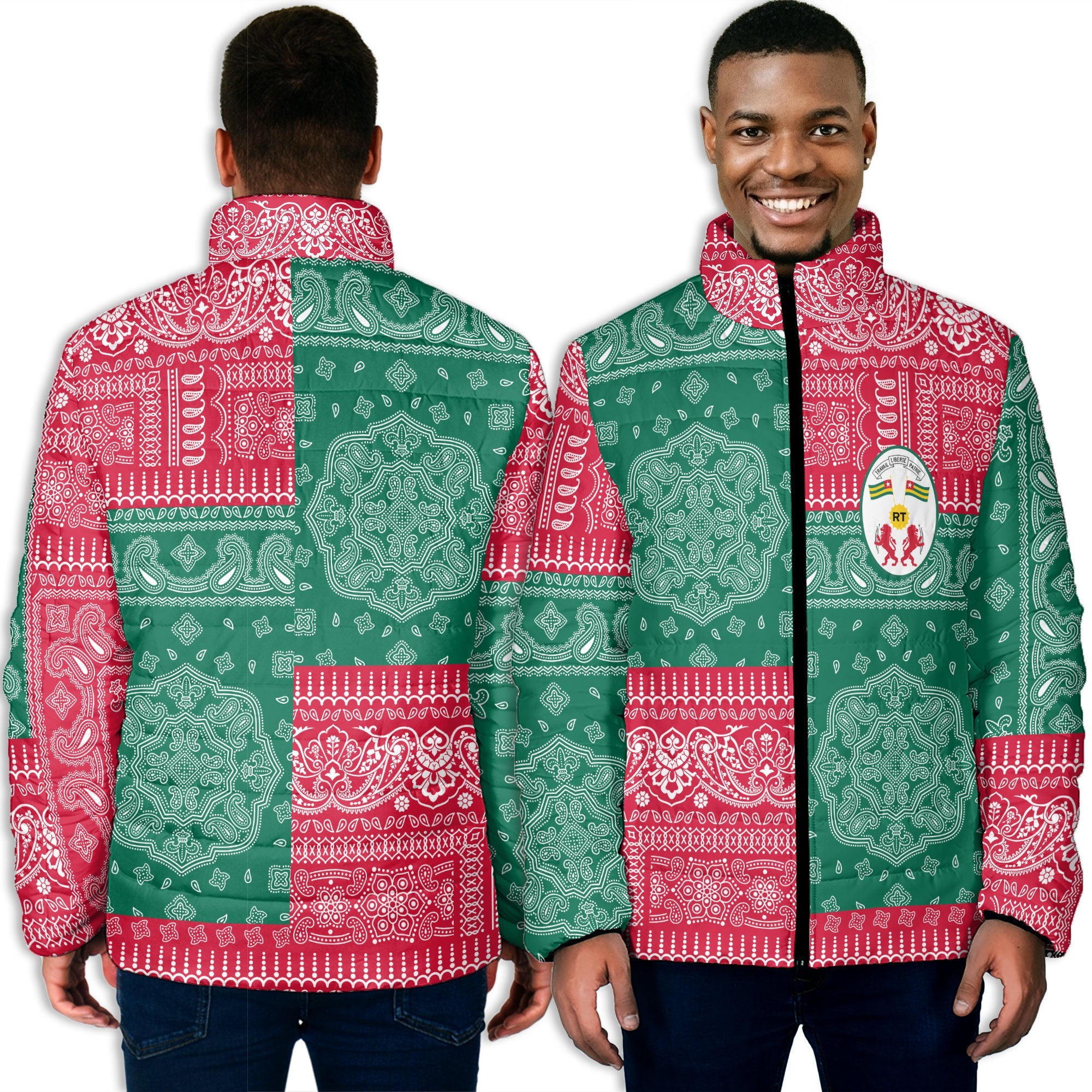 Togo Men Padded Jacket Flag And Paisley Basic Style 3