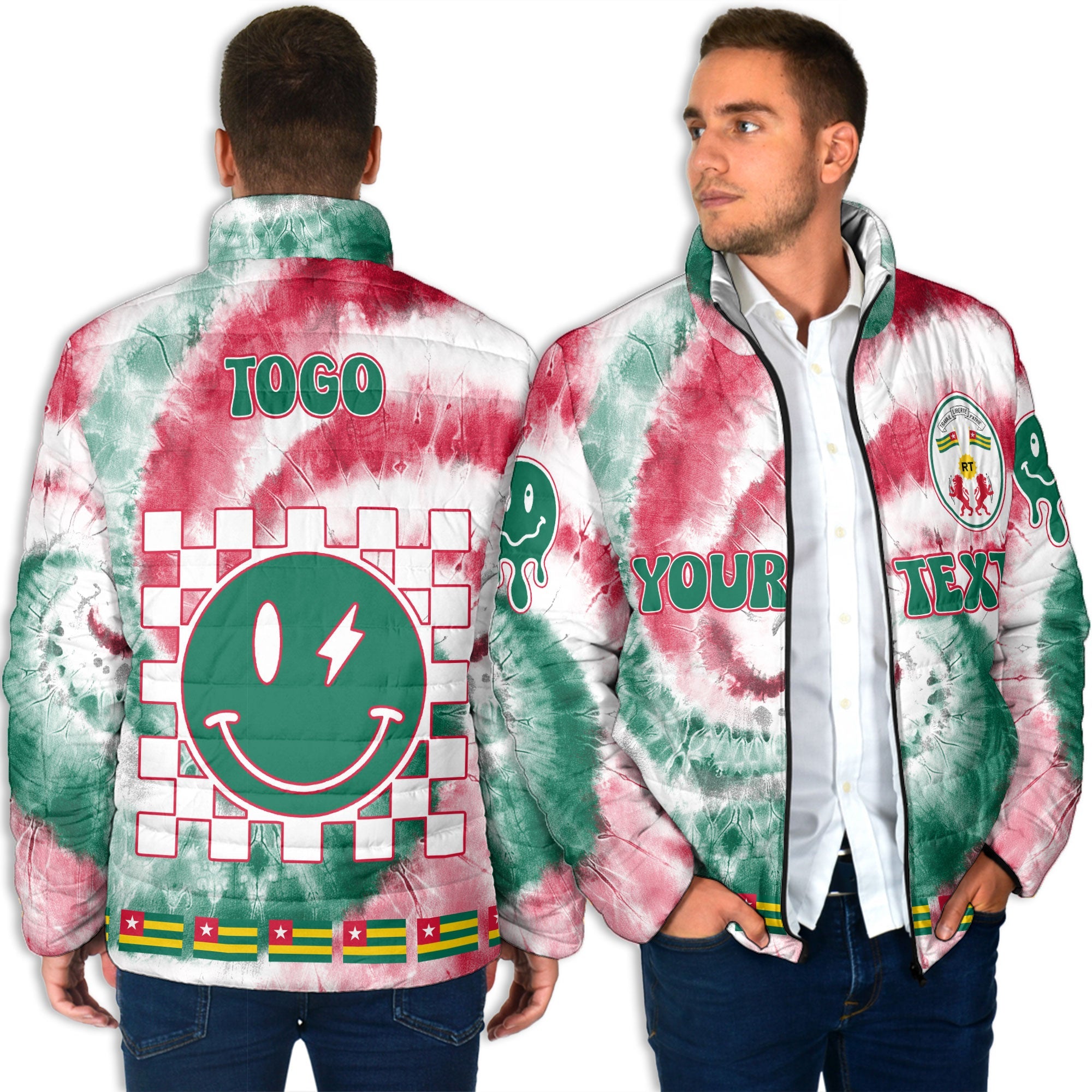 Togo Men Padded Jacket Custom Tie Dye Style 4