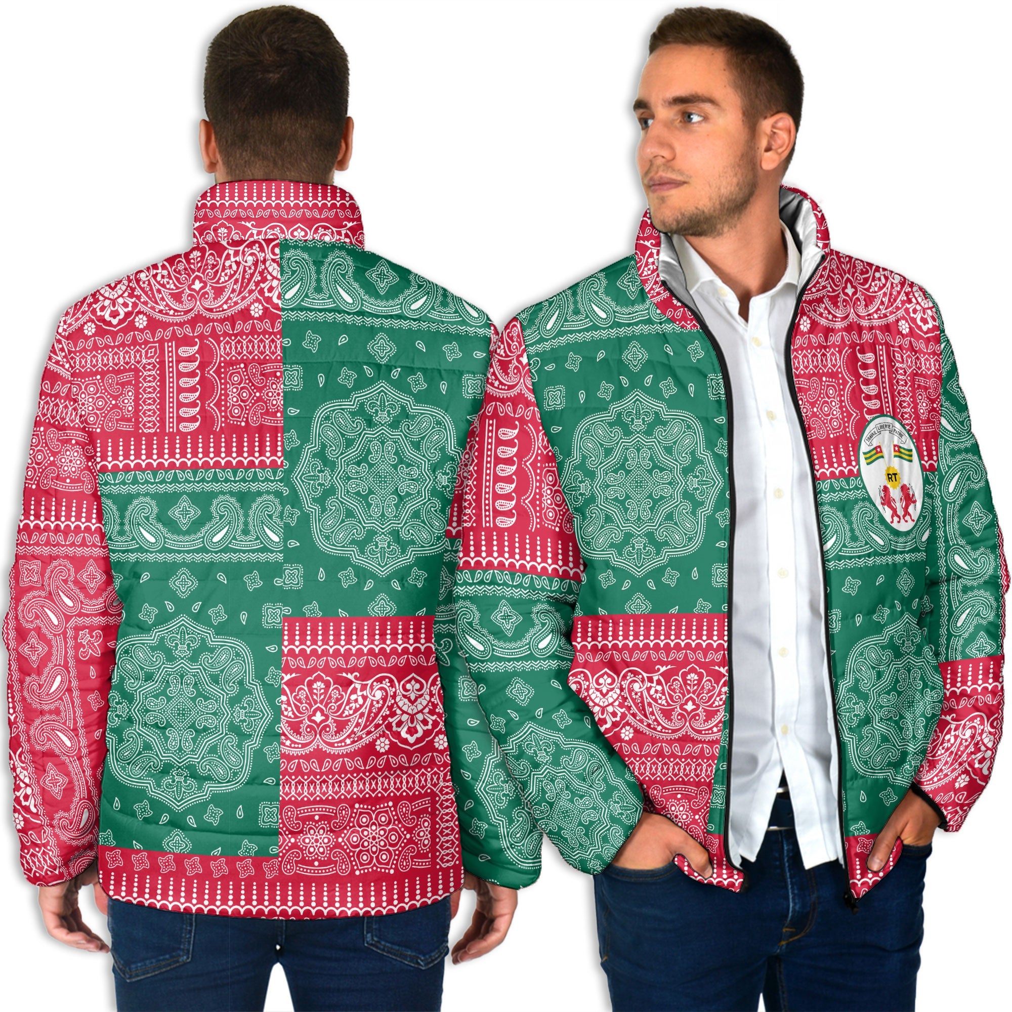 Togo Men Padded Jacket Flag And Paisley Basic Style 4