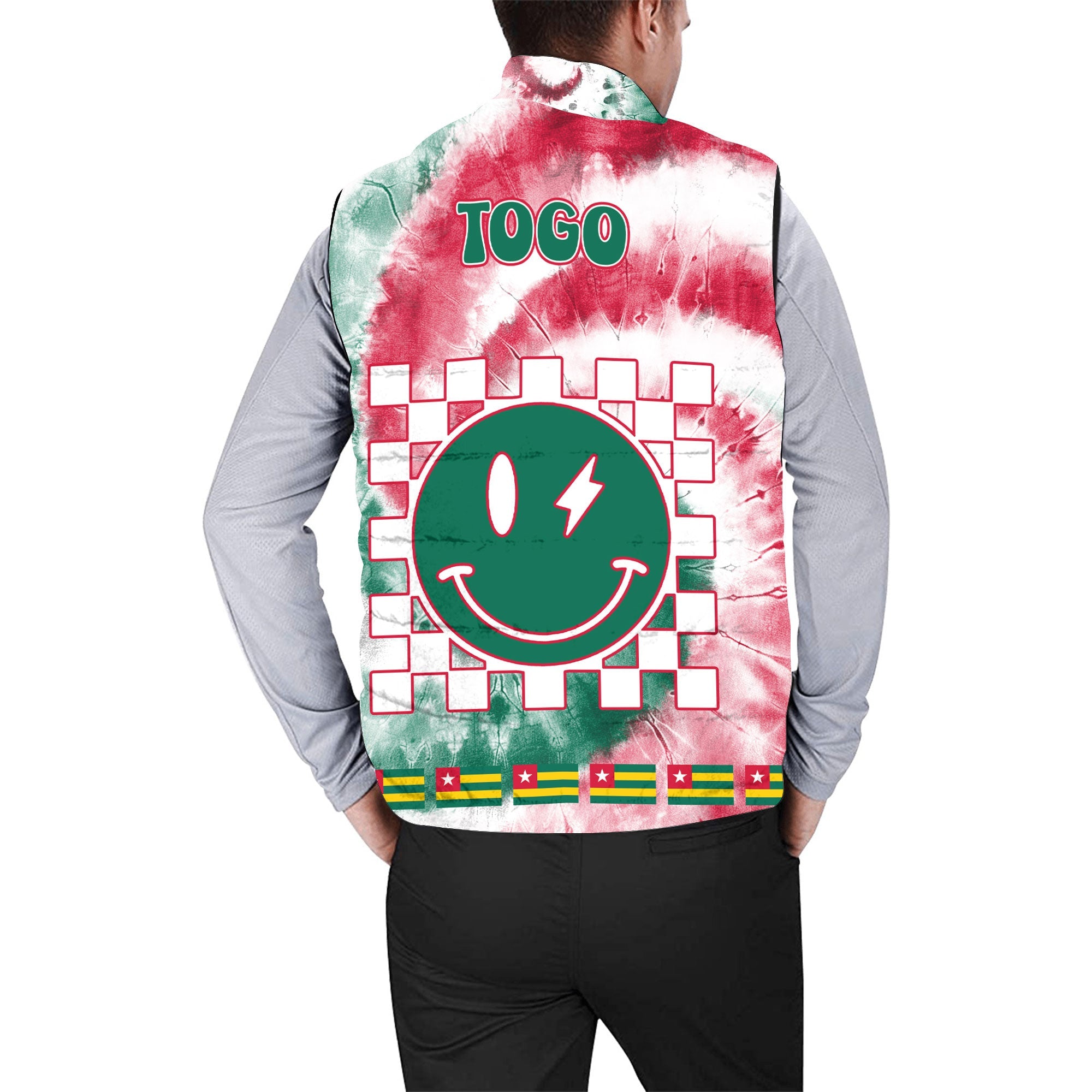 Togo Men Padded Jacket Vest Custom Tie Dye Style 2