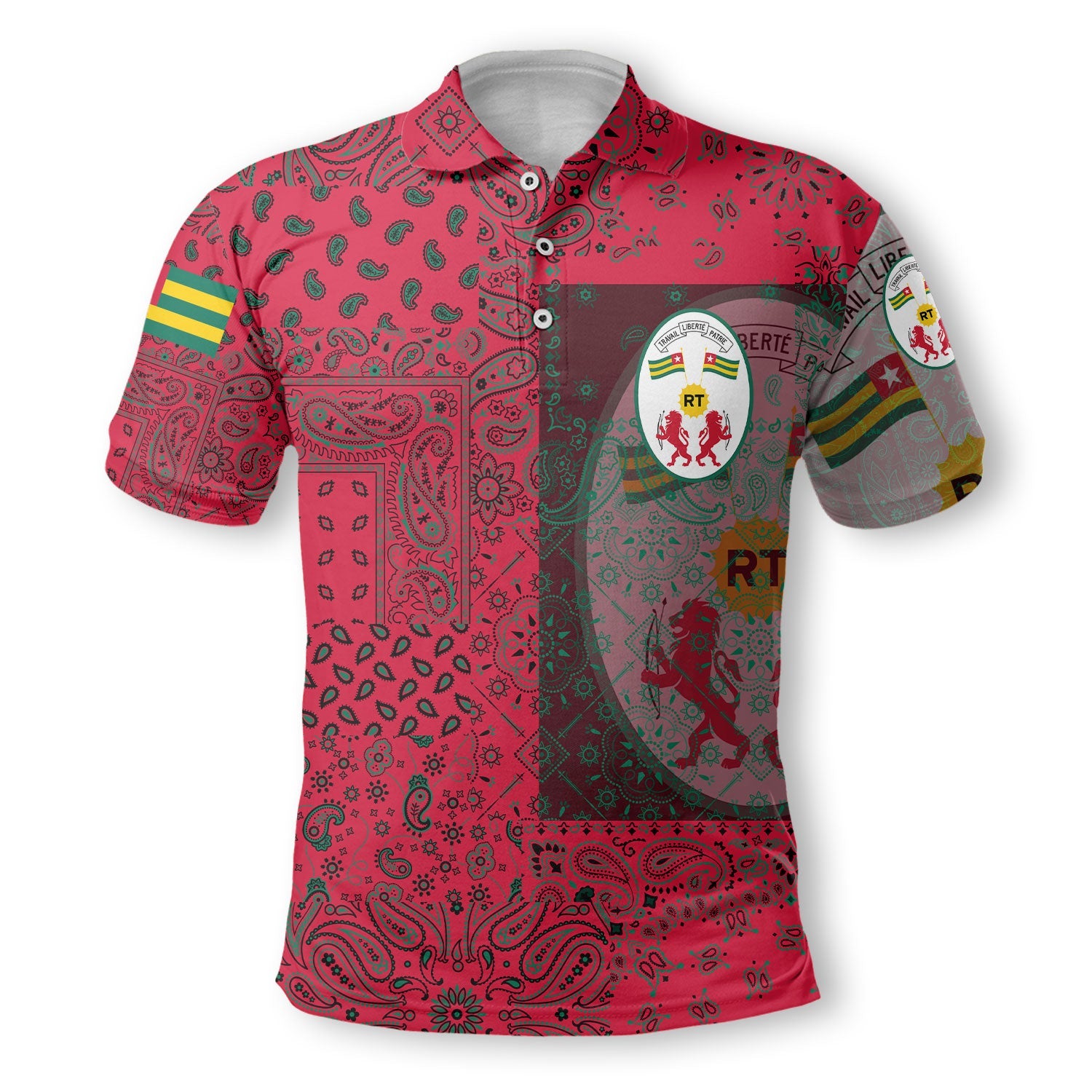 Togo Polo Shirt Paisley Flag And Skull Style 2