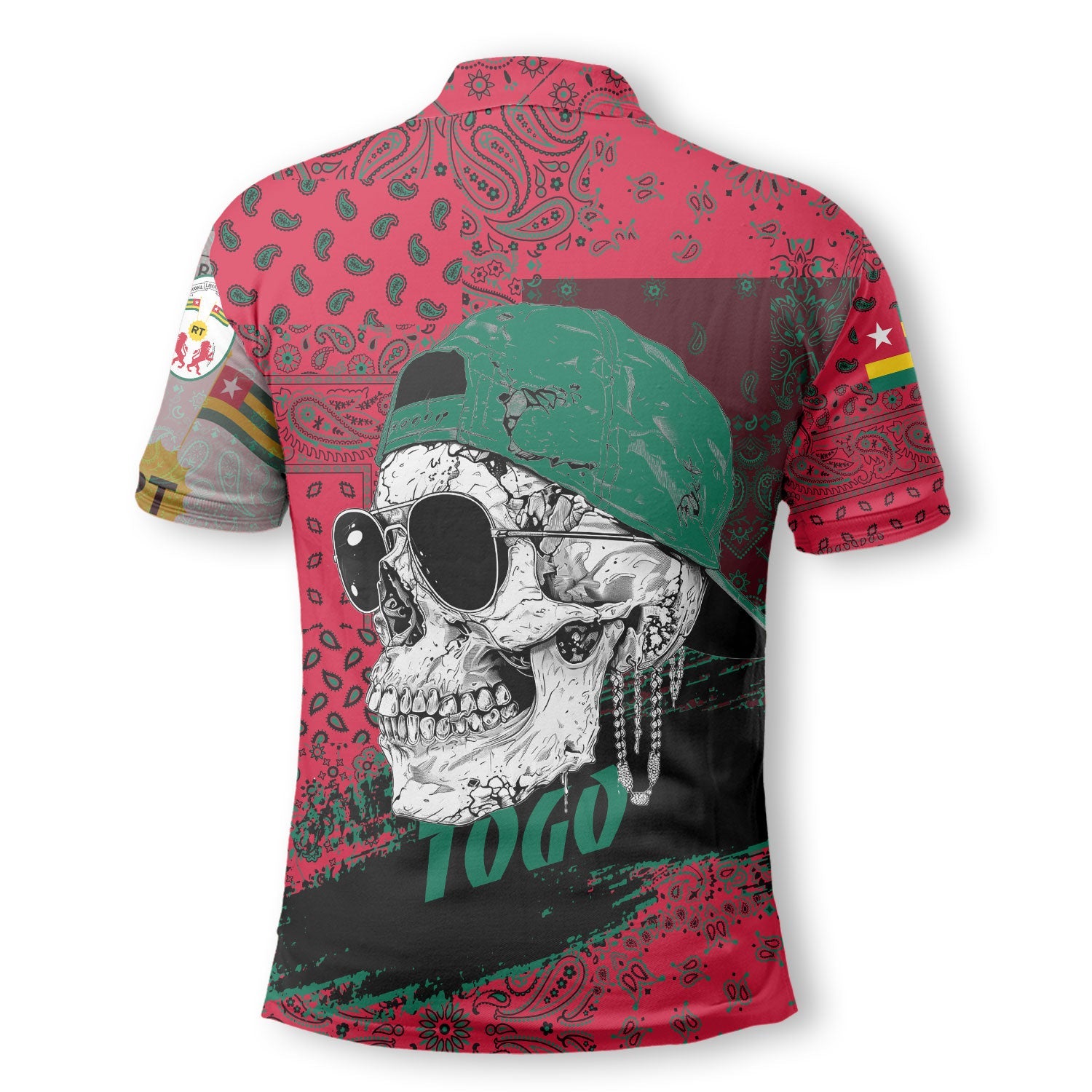 Togo Polo Shirt Paisley Flag And Skull Style 3