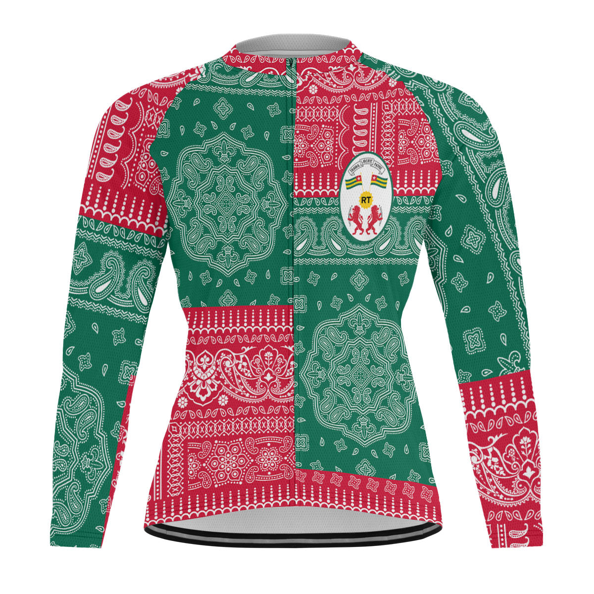 Togo Raglan Men Cycling Jersey Long Sleeve Flag And Paisley Basic Style 1