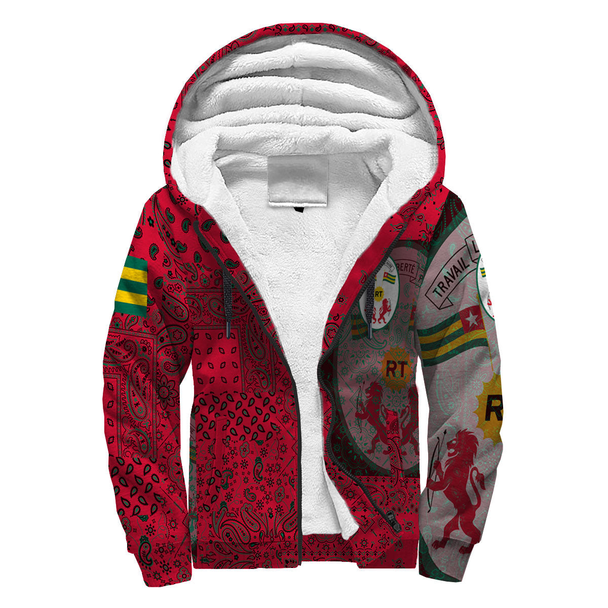 Togo Sherpa Hoodie Paisley Flag And Skull Style 3