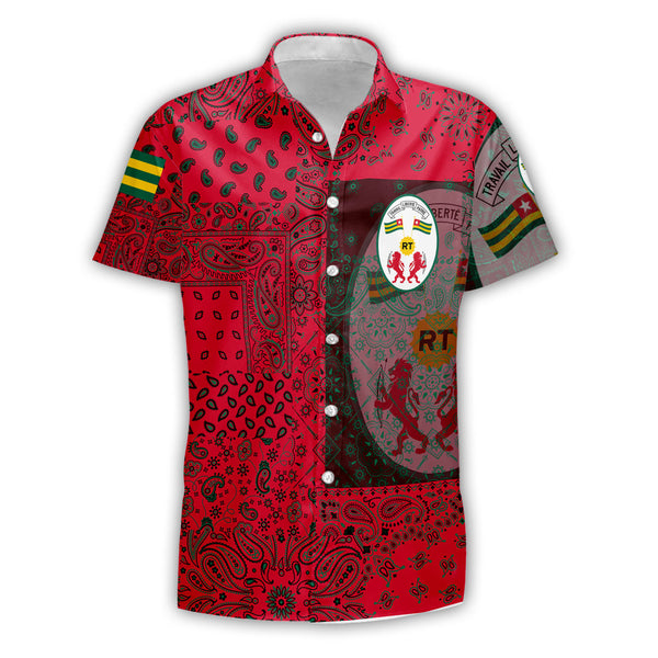 Togo Short Sleeve Shirt Paisley Flag And Skull Style 1