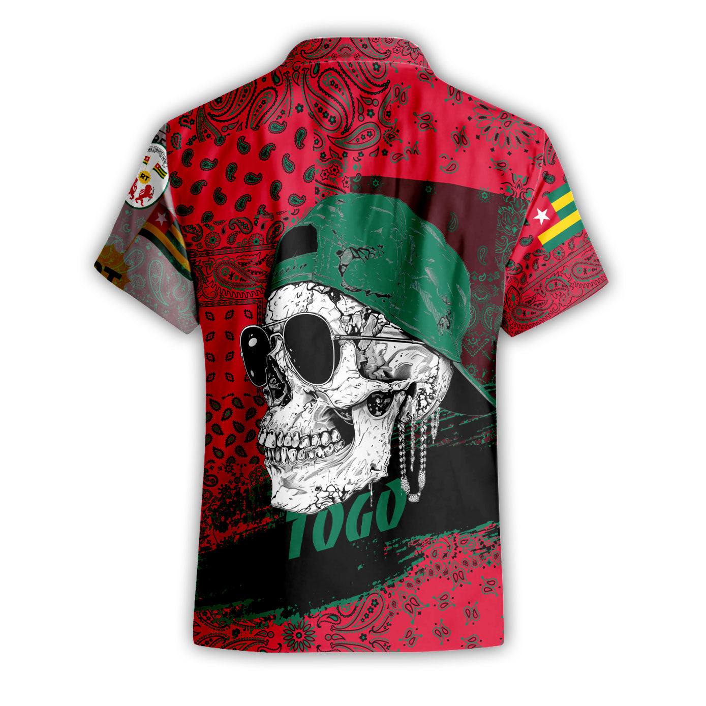 Togo Short Sleeve Shirt Paisley Flag And Skull Style 2