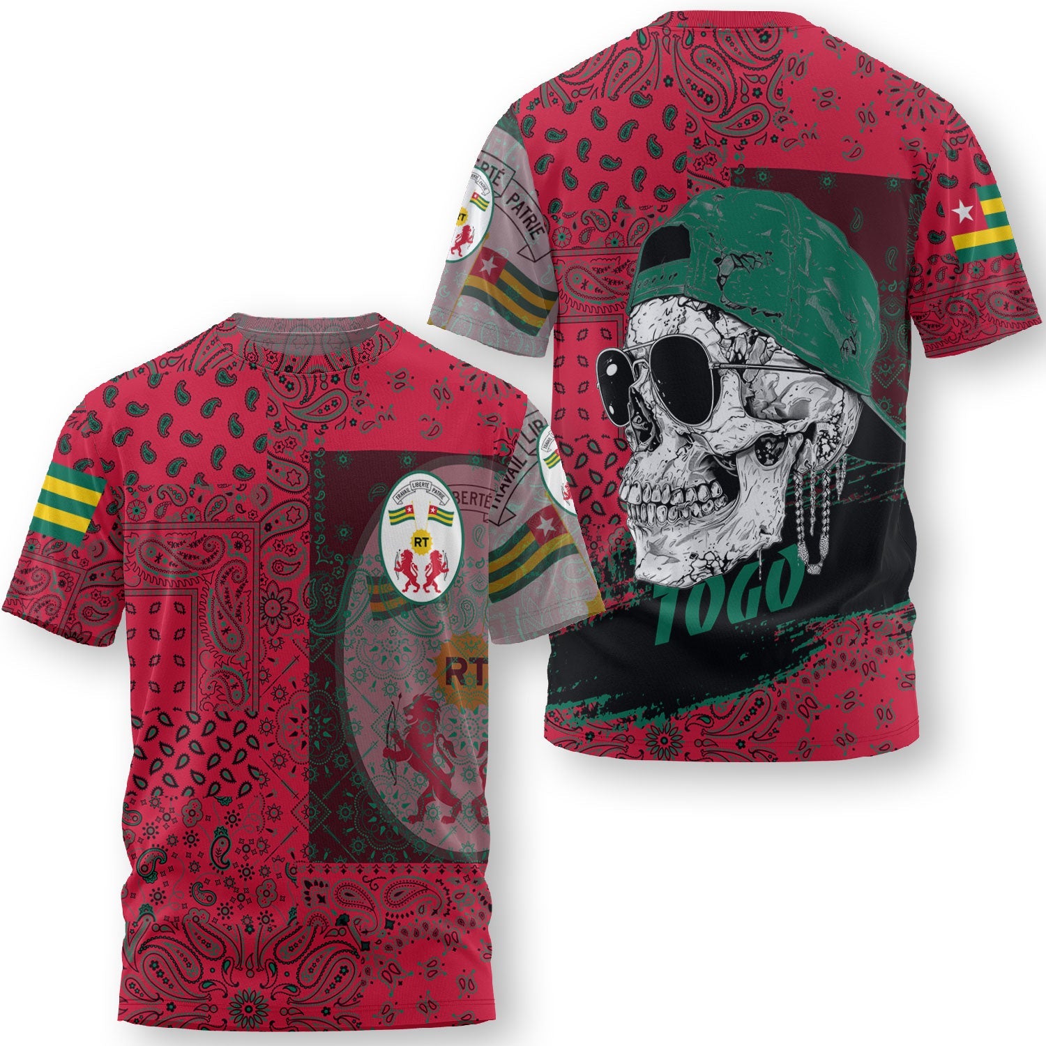 Togo T Shirt Paisley Flag And Skull Style 3