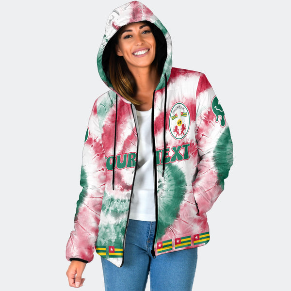 Togo Women Hooded Padded Jacket Custom Tie Dye Style 1