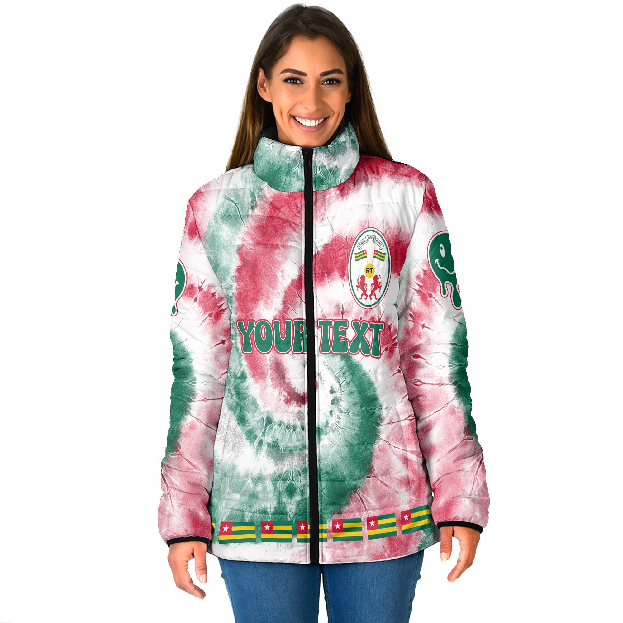 Togo Women Padded Jacket Custom Tie Dye Style 1