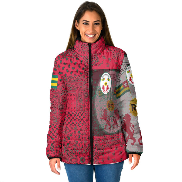 Togo Women Padded Jacket Paisley Flag And Skull Style 1