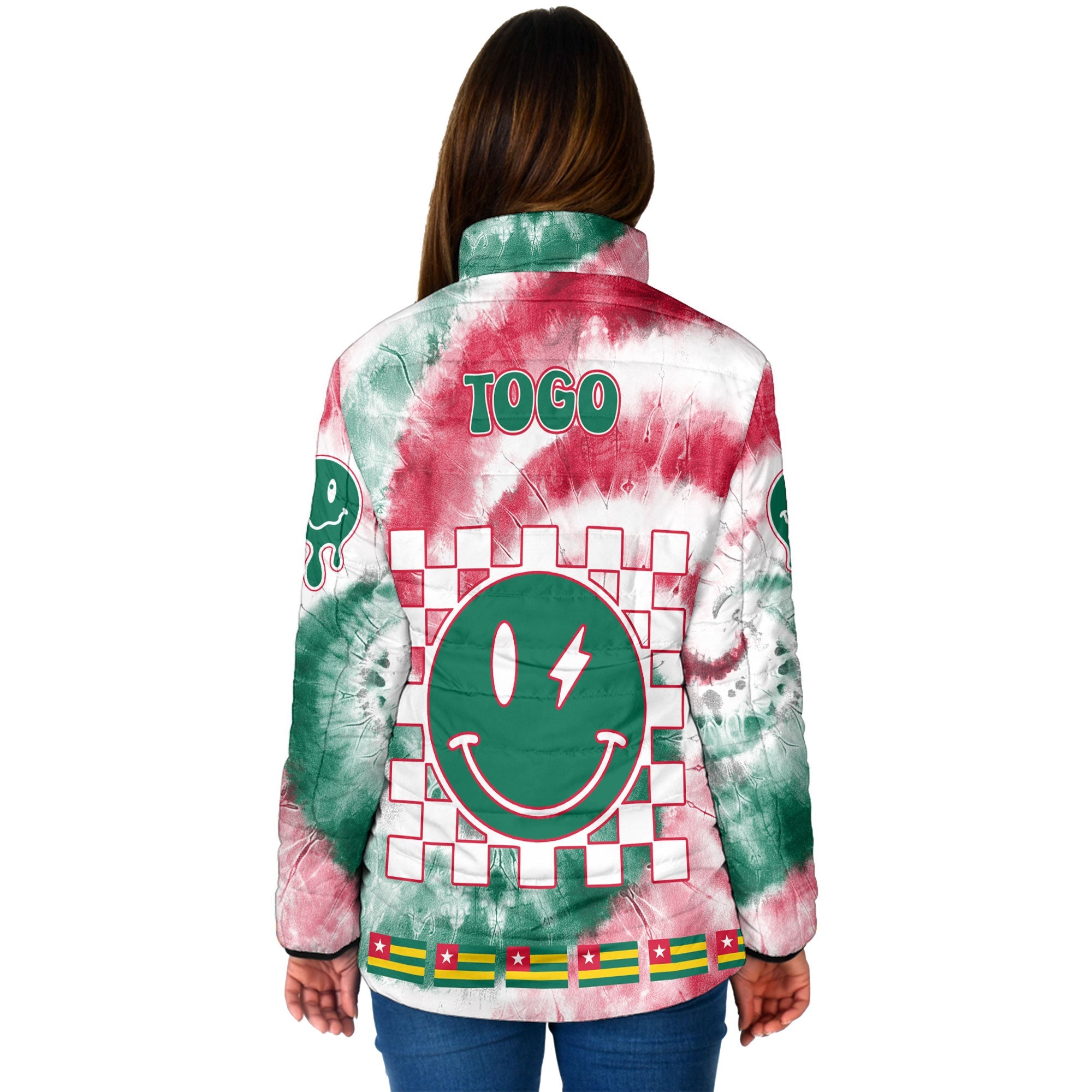 Togo Women Padded Jacket Custom Tie Dye Style 2