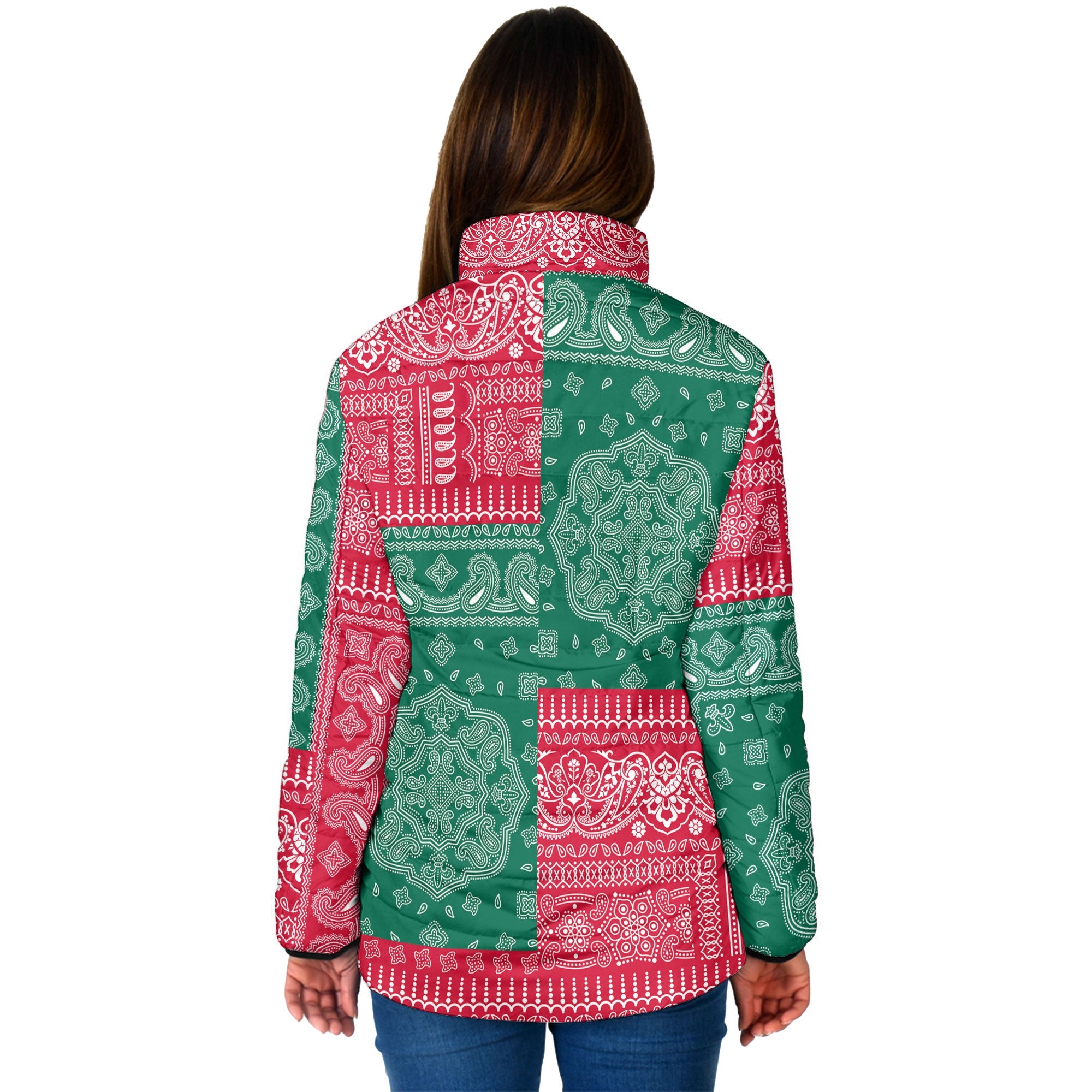 Togo Women Padded Jacket Flag And Paisley Basic Style 2