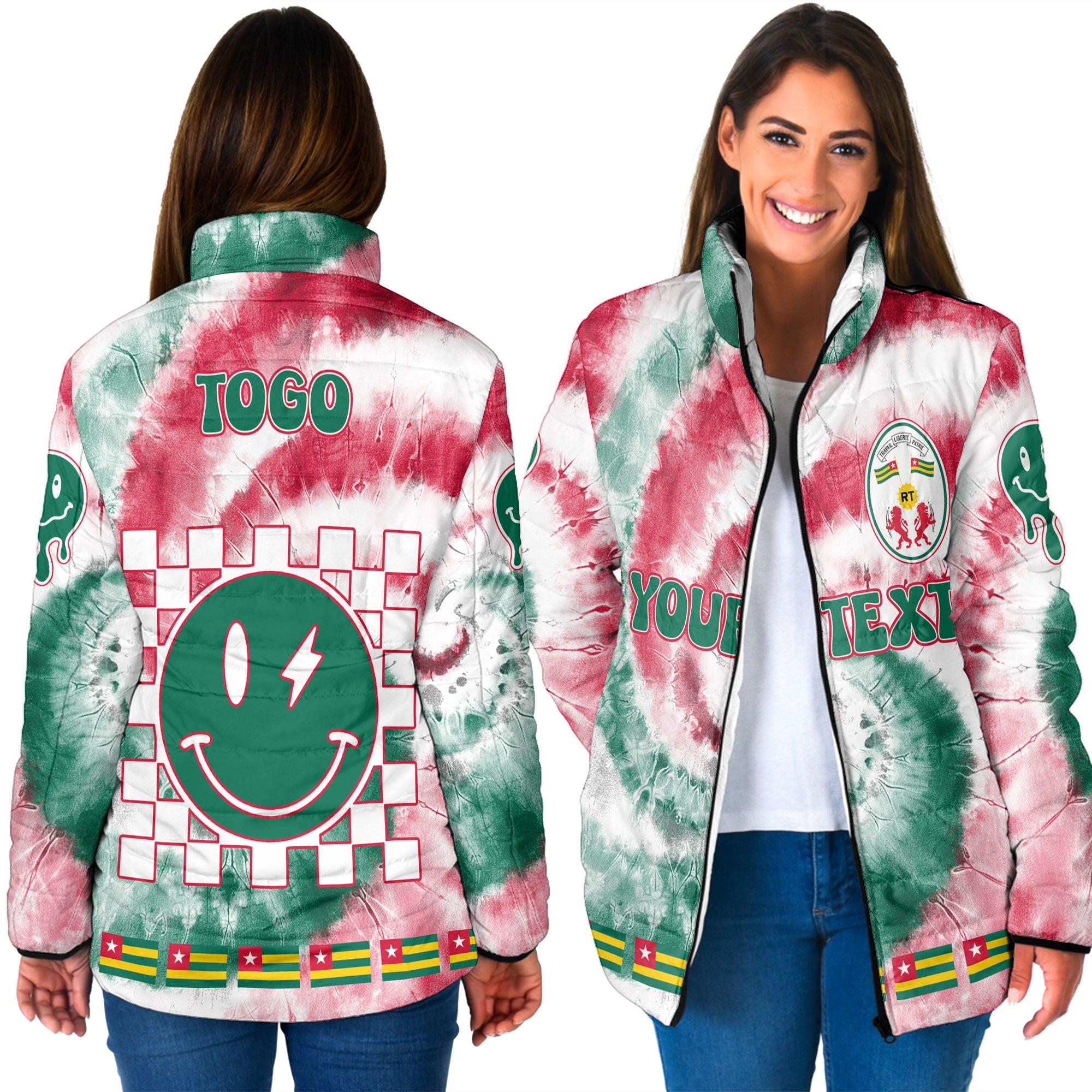 Togo Women Padded Jacket Custom Tie Dye Style 3