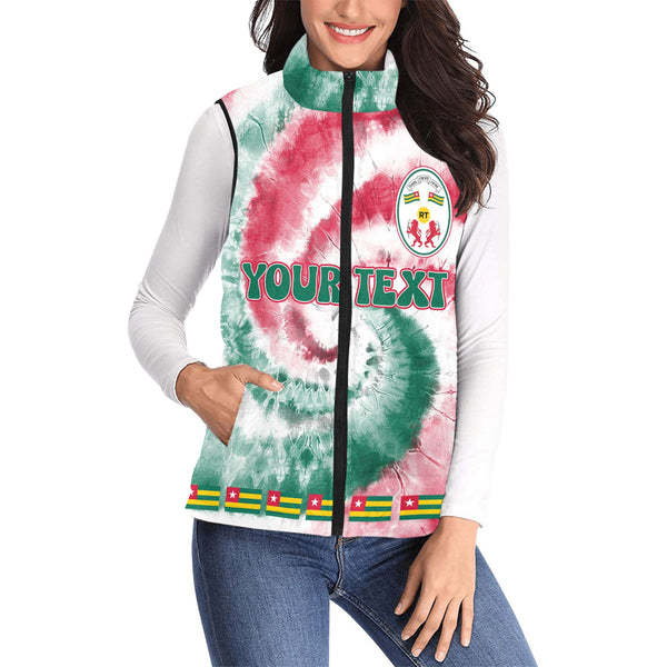 Togo Women Padded Jacket Vest Custom Tie Dye Style 1