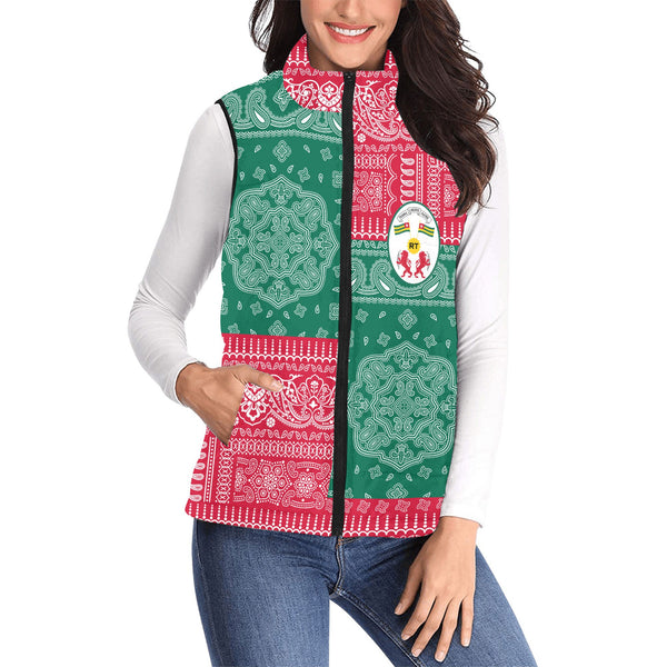 Togo Women Padded Jacket Vest Flag And Paisley Basic Style 1