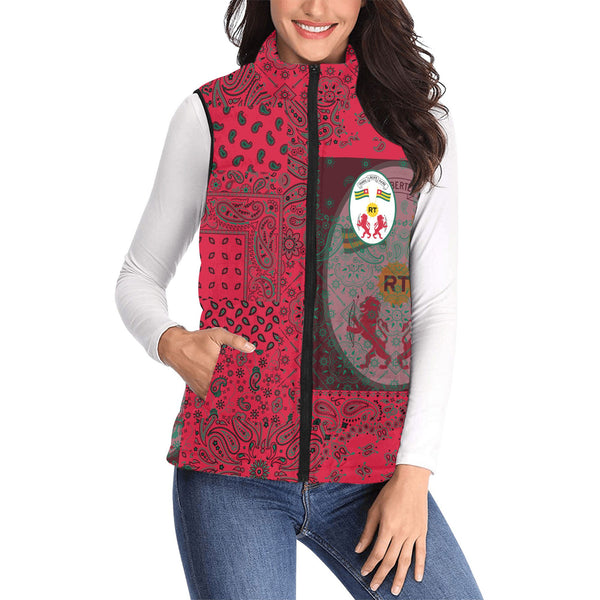 Togo Women Padded Jacket Vest Paisley Flag And Skull Style 1