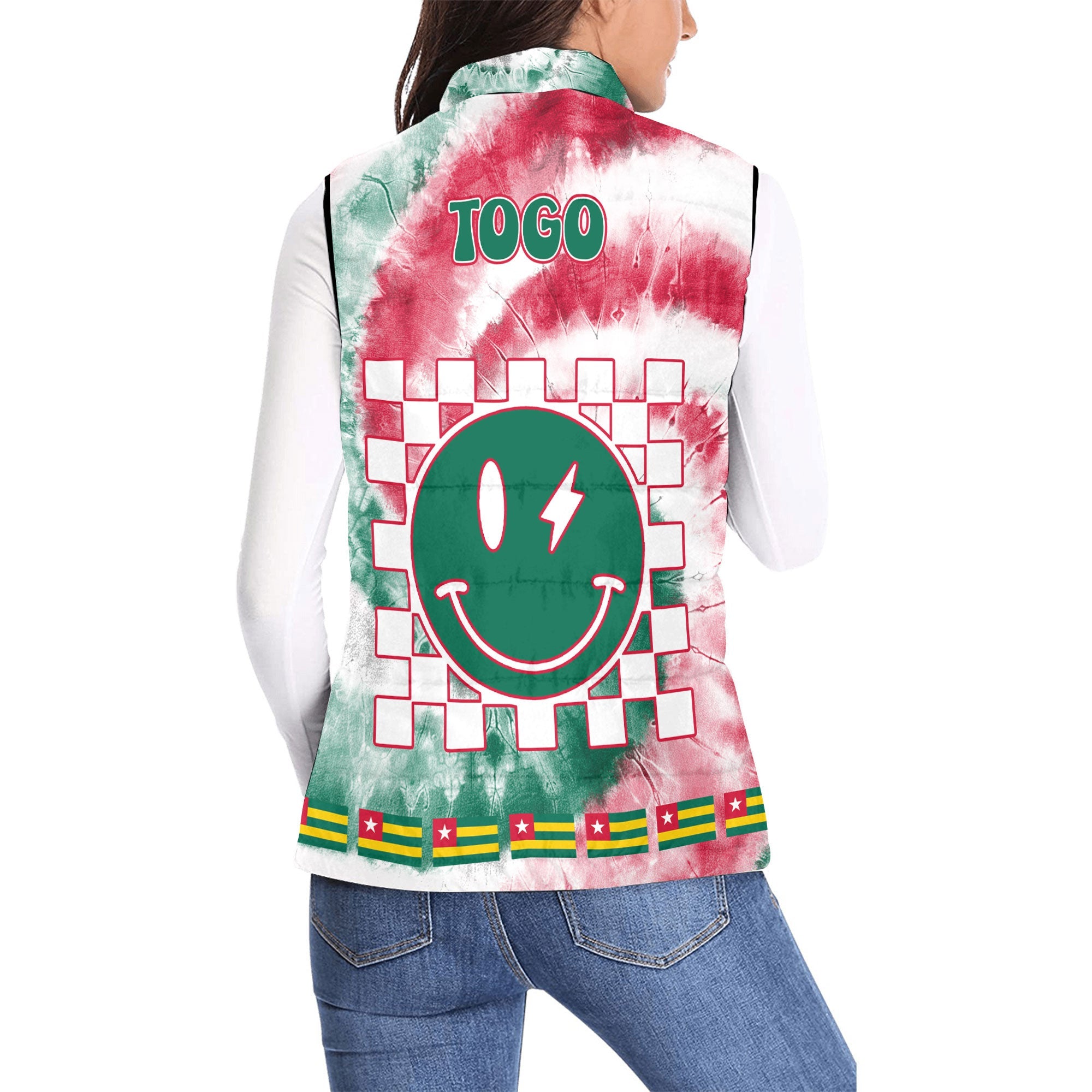 Togo Women Padded Jacket Vest Custom Tie Dye Style 2