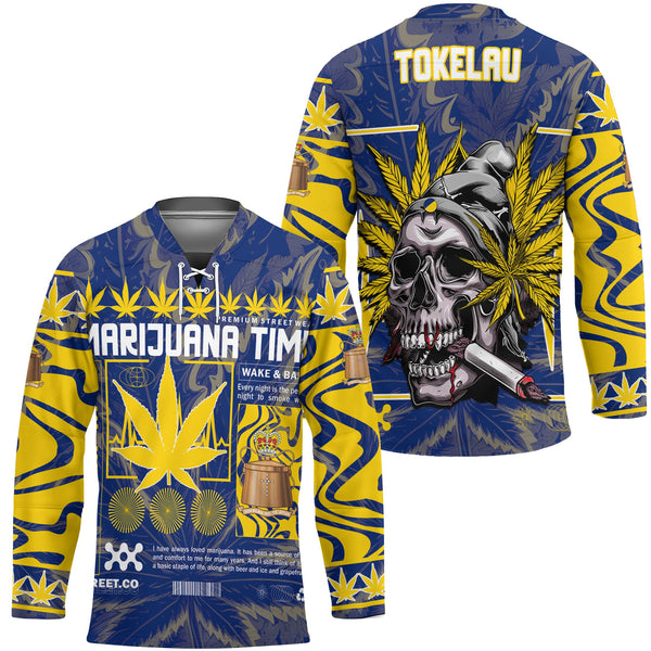 Tokelau Hockey Jersey Flag & Coat Of Arms Marijuanas Style