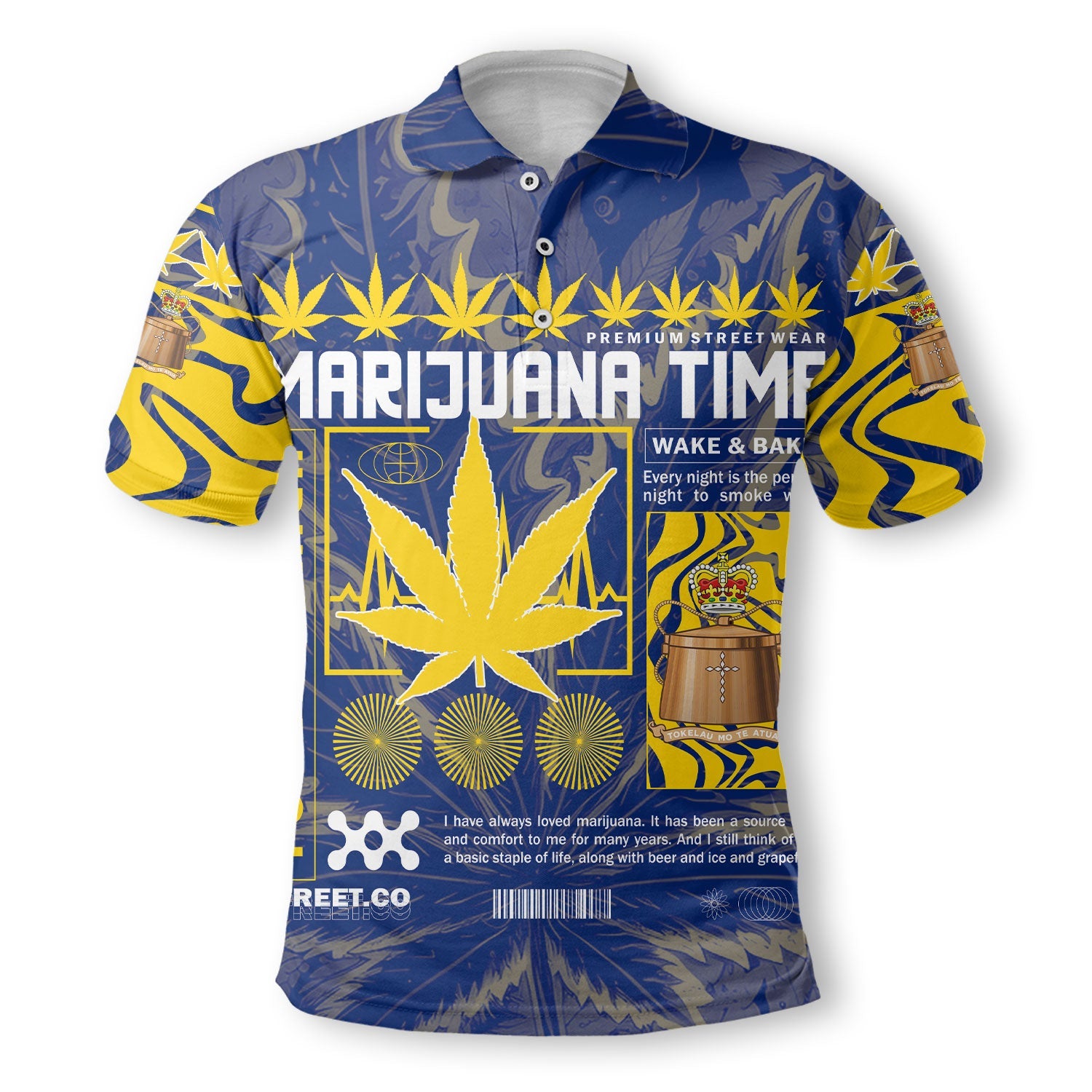 Tokelau Polo Shirt Flag & Coat Of Arms Marijuanas Style