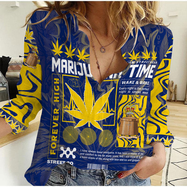 Tokelau Women Casual Shirt Flag & Coat Of Arms Marijuanas Style