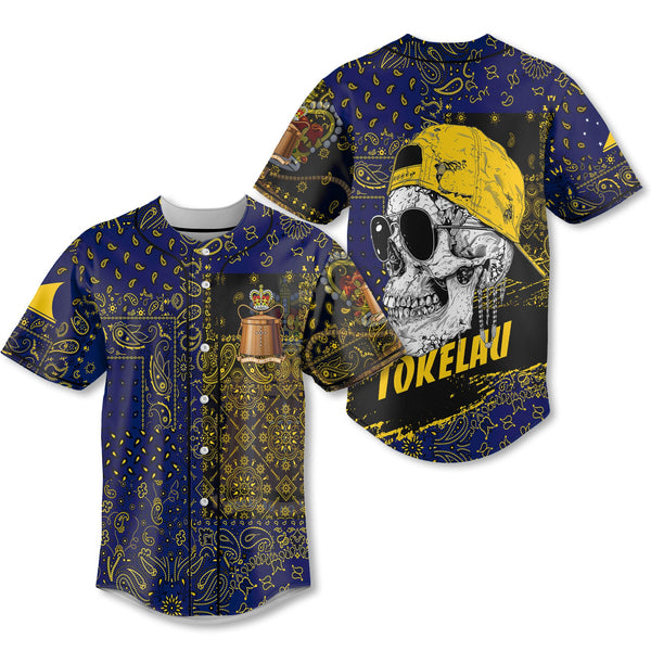 Tokelau Baseball Jersey Paisley Flag And Skull Style 1