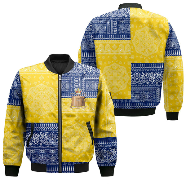 Tokelau Bomber Jacket Flag And Paisley Basic Style 1