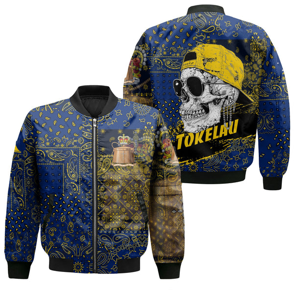 Tokelau Bomber Jacket Paisley Flag And Skull Style 1