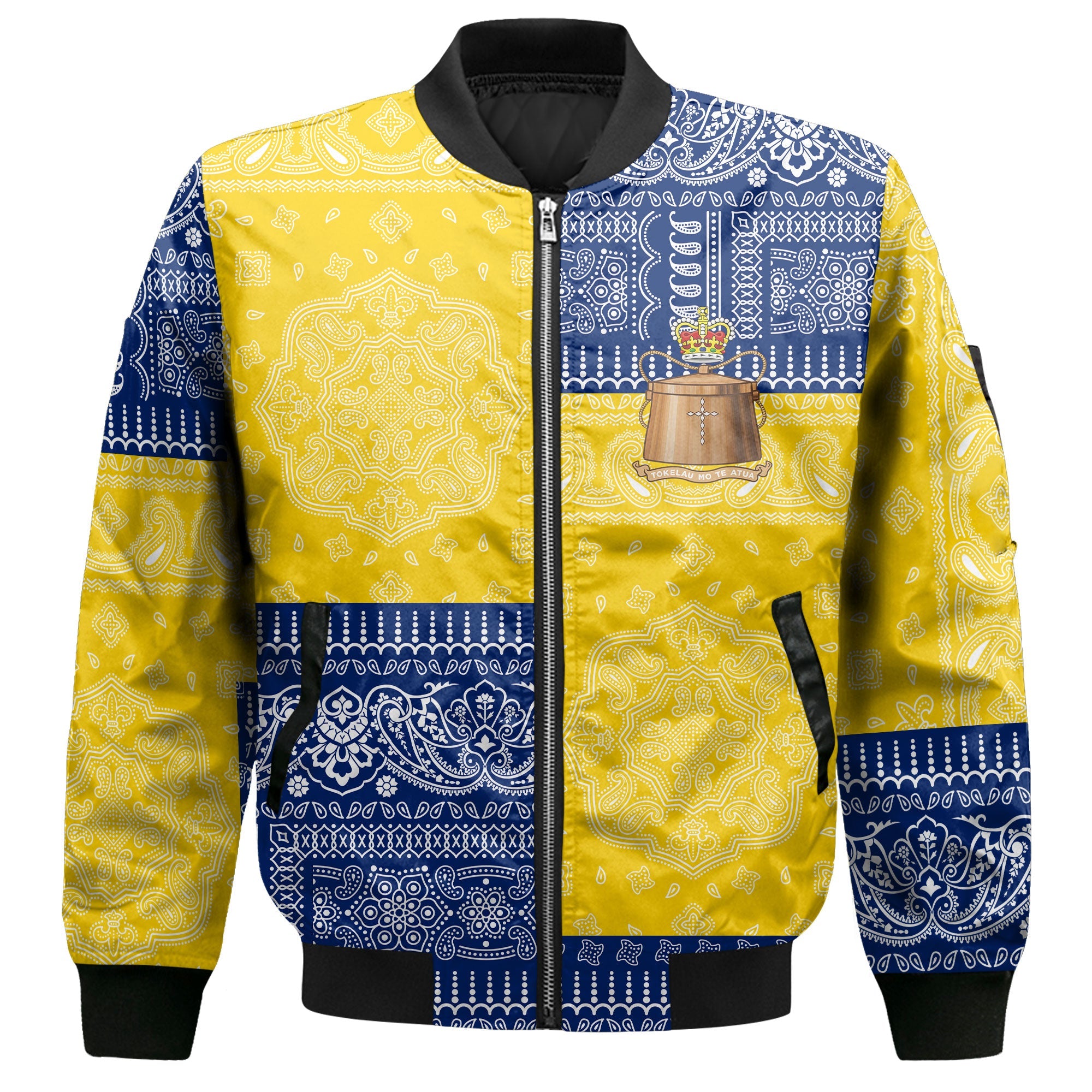 Tokelau Bomber Jacket Flag And Paisley Basic Style 2