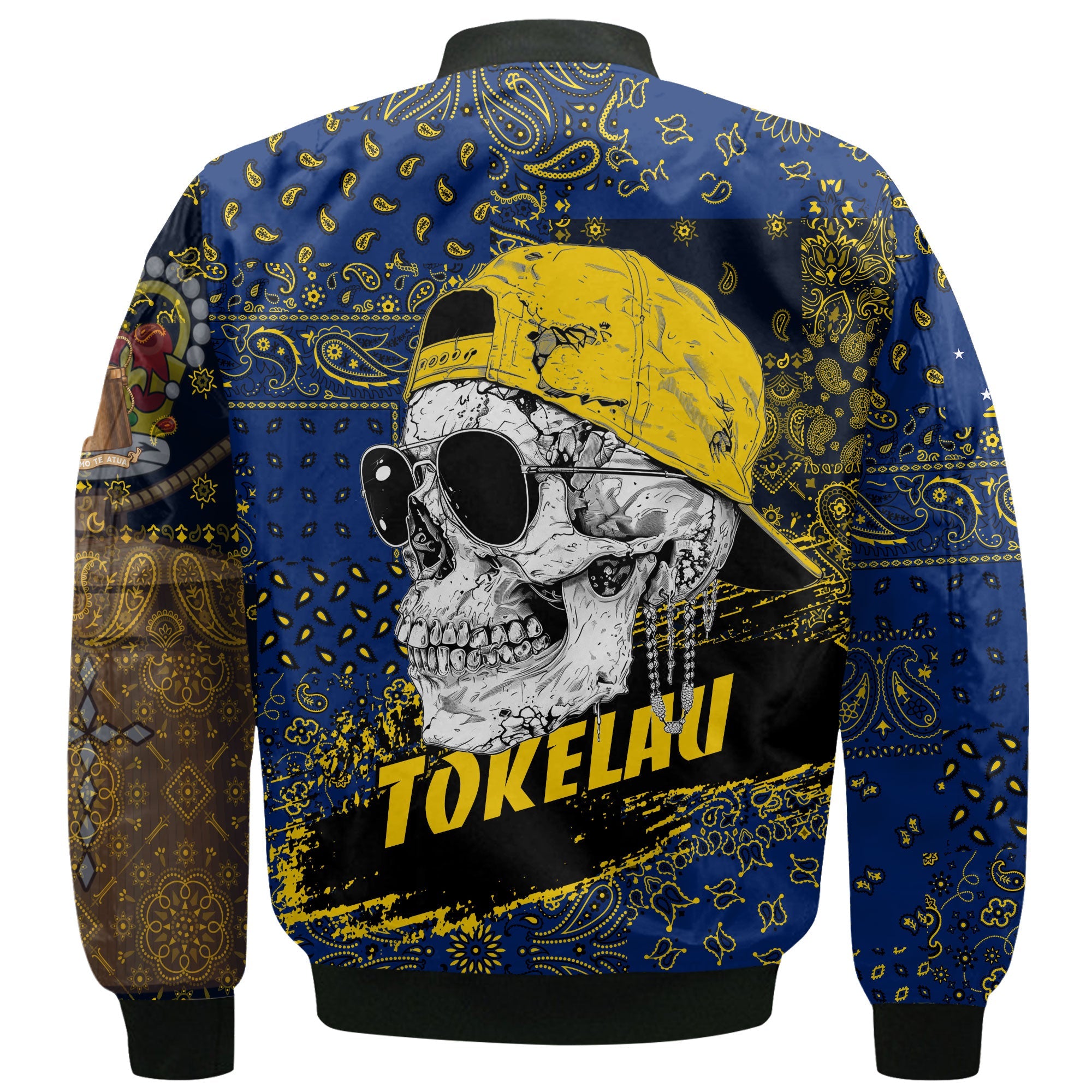 Tokelau Bomber Jacket Paisley Flag And Skull Style 3