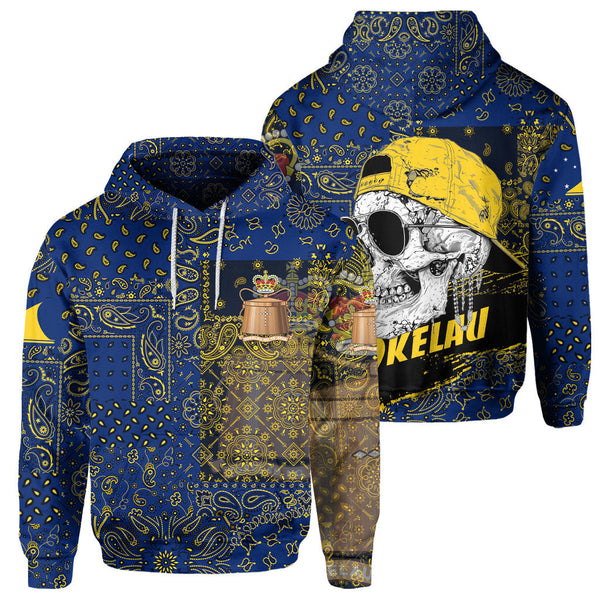 Tokelau Hoodie Paisley Flag And Skull Style 1