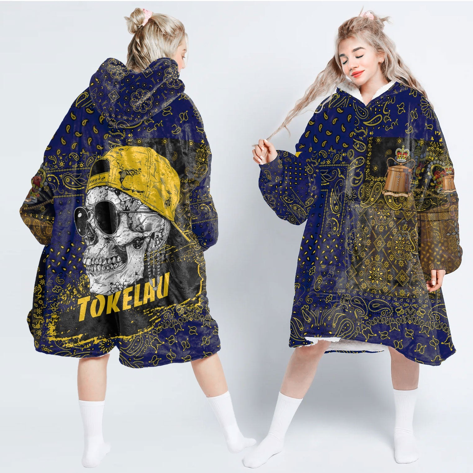 Tokelau Hoodie Blanket Paisley Flag And Skull Style 1