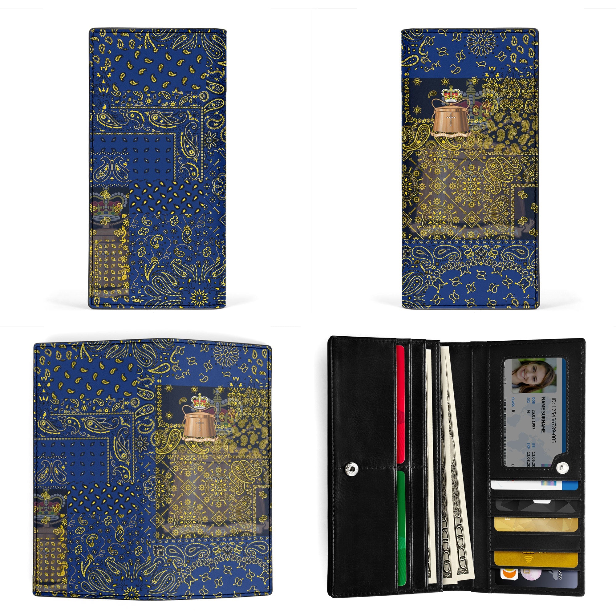 Tokelau Leather Wallet Paisley Flag And Skull Style 3