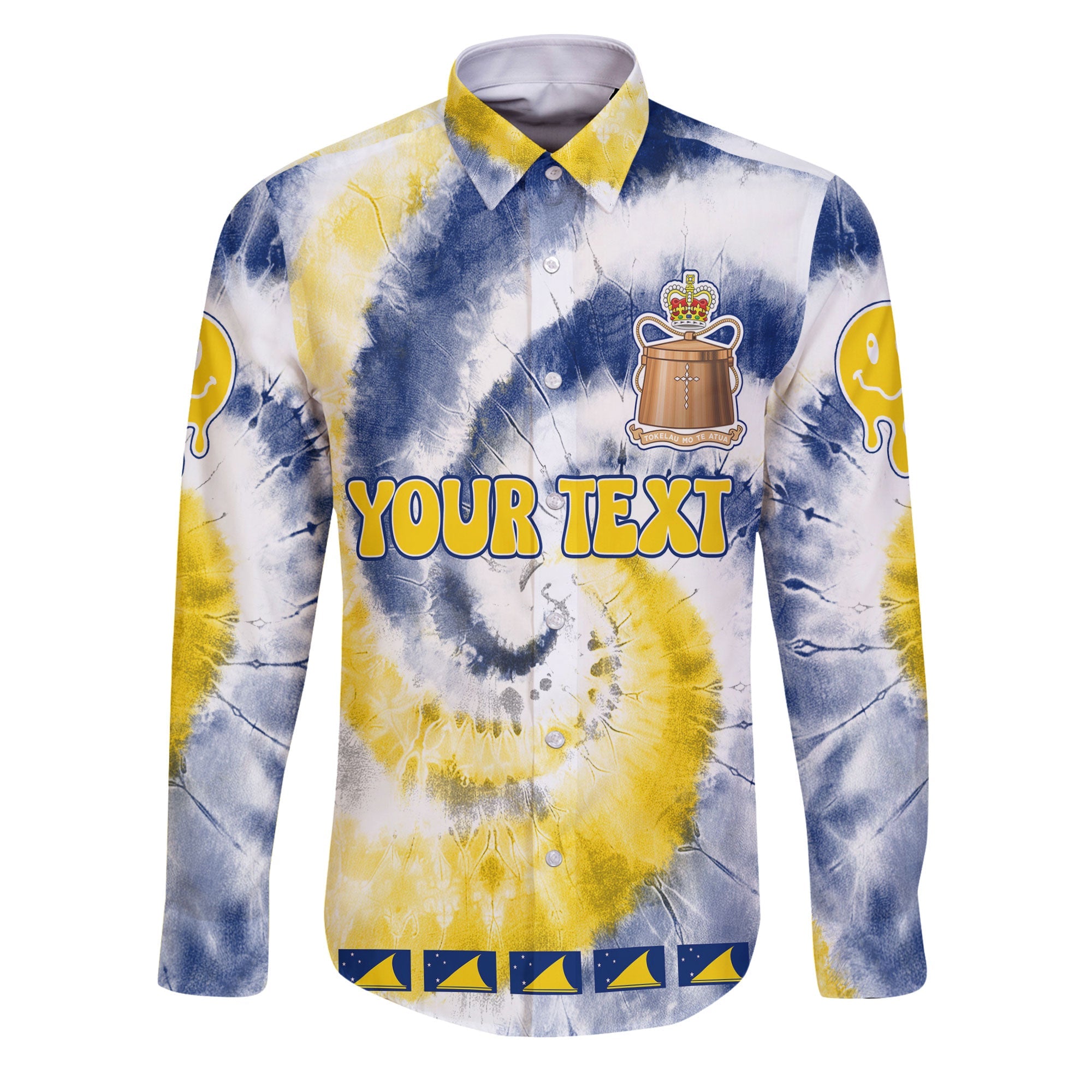 Tokelau Long Sleeve Button Shirt Custom Tie Dye Style 1