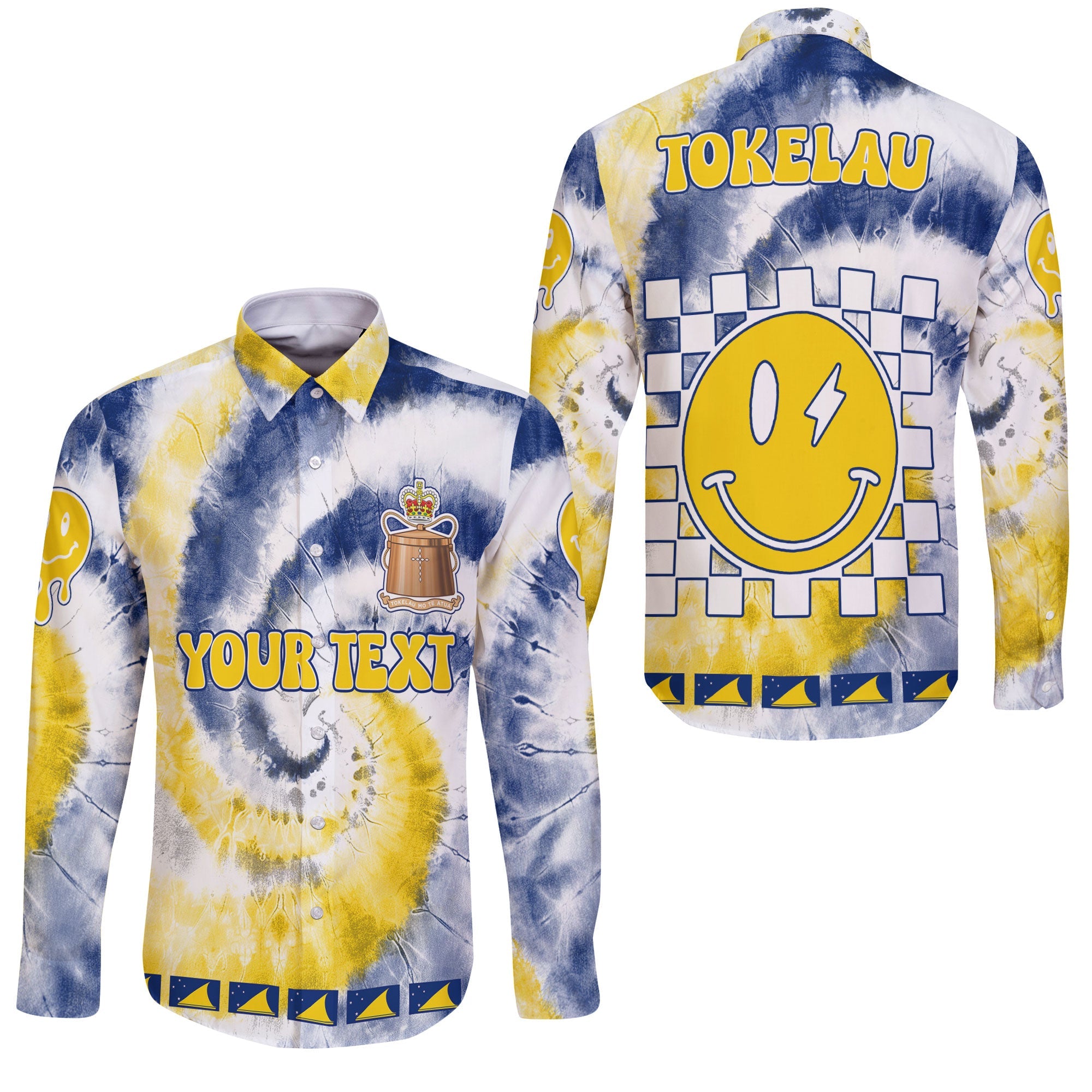 Tokelau Long Sleeve Button Shirt Custom Tie Dye Style 3