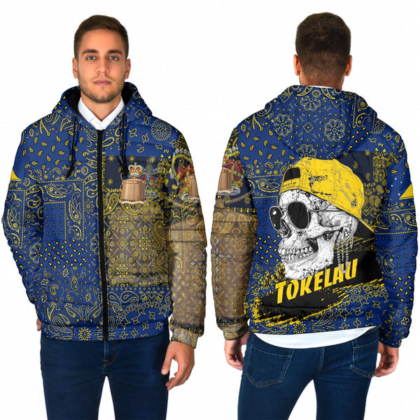 Tokelau Men Hooded Padded Jacket Paisley Flag And Skull Style 1