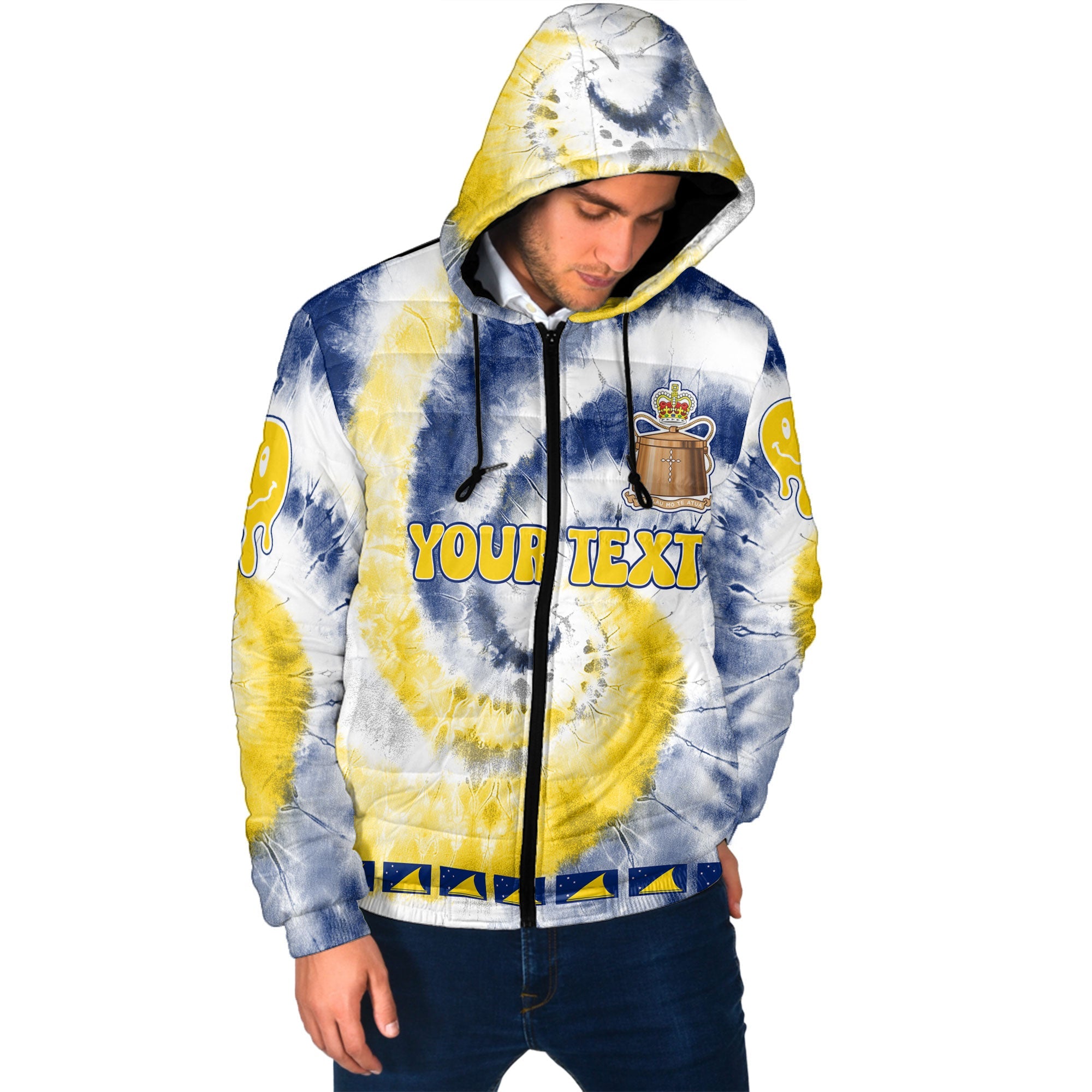 Tokelau Men Hooded Padded Jacket Custom Tie Dye Style 2