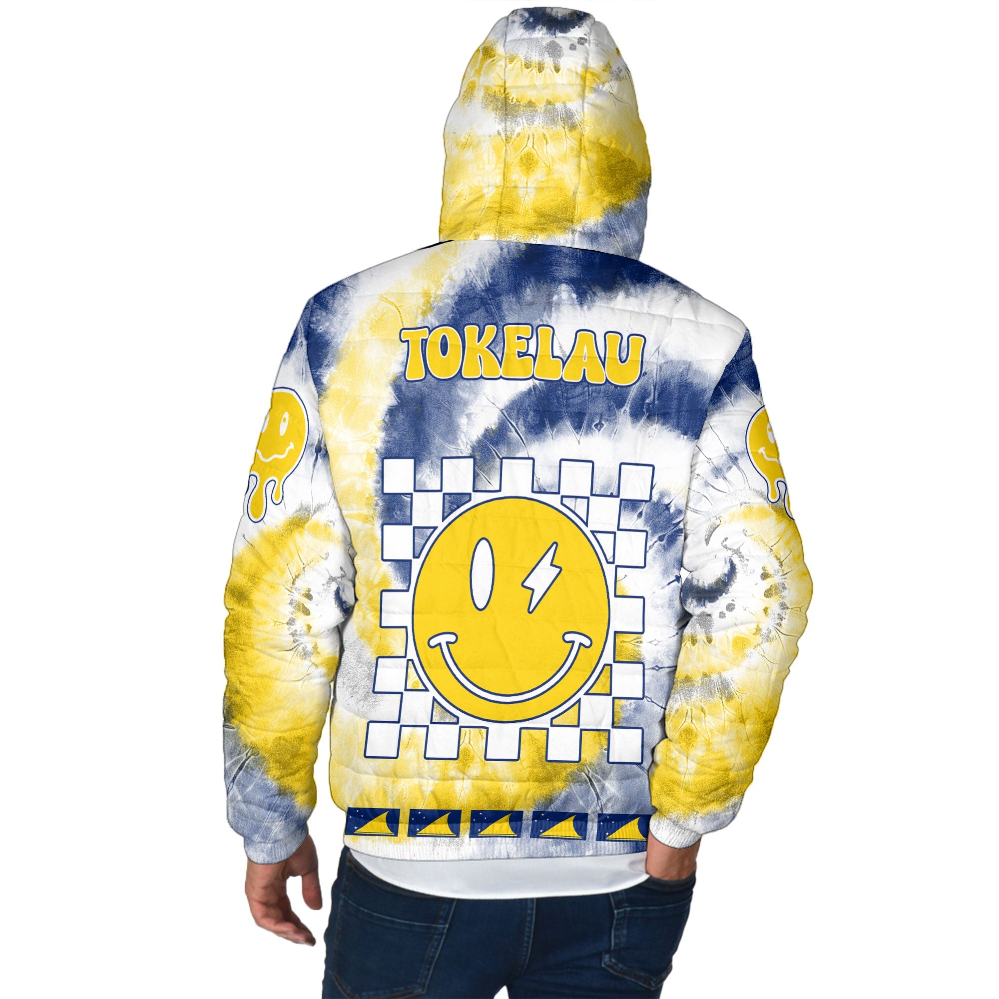 Tokelau Men Hooded Padded Jacket Custom Tie Dye Style 3