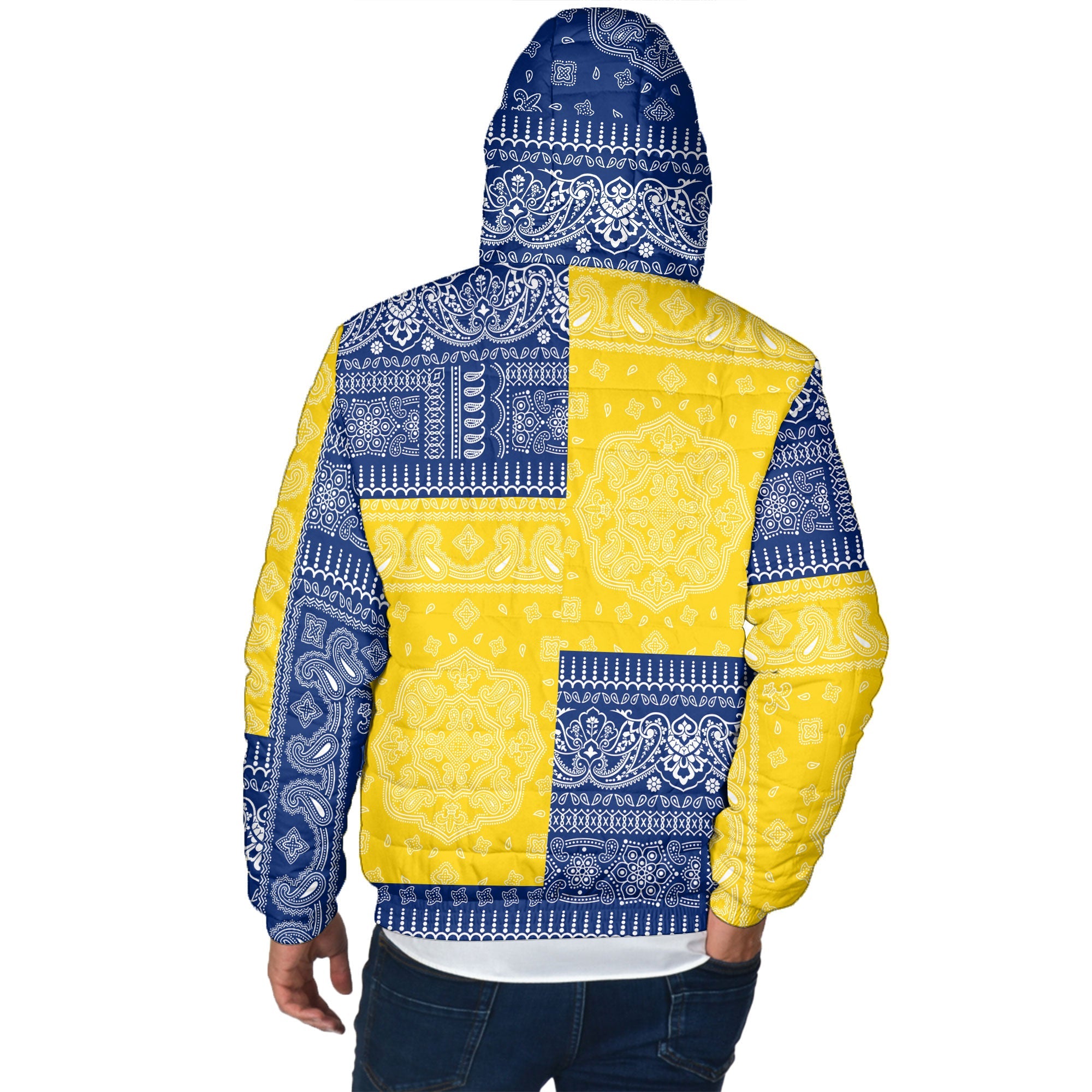 Tokelau Men Hooded Padded Jacket Flag And Paisley Basic Style 3