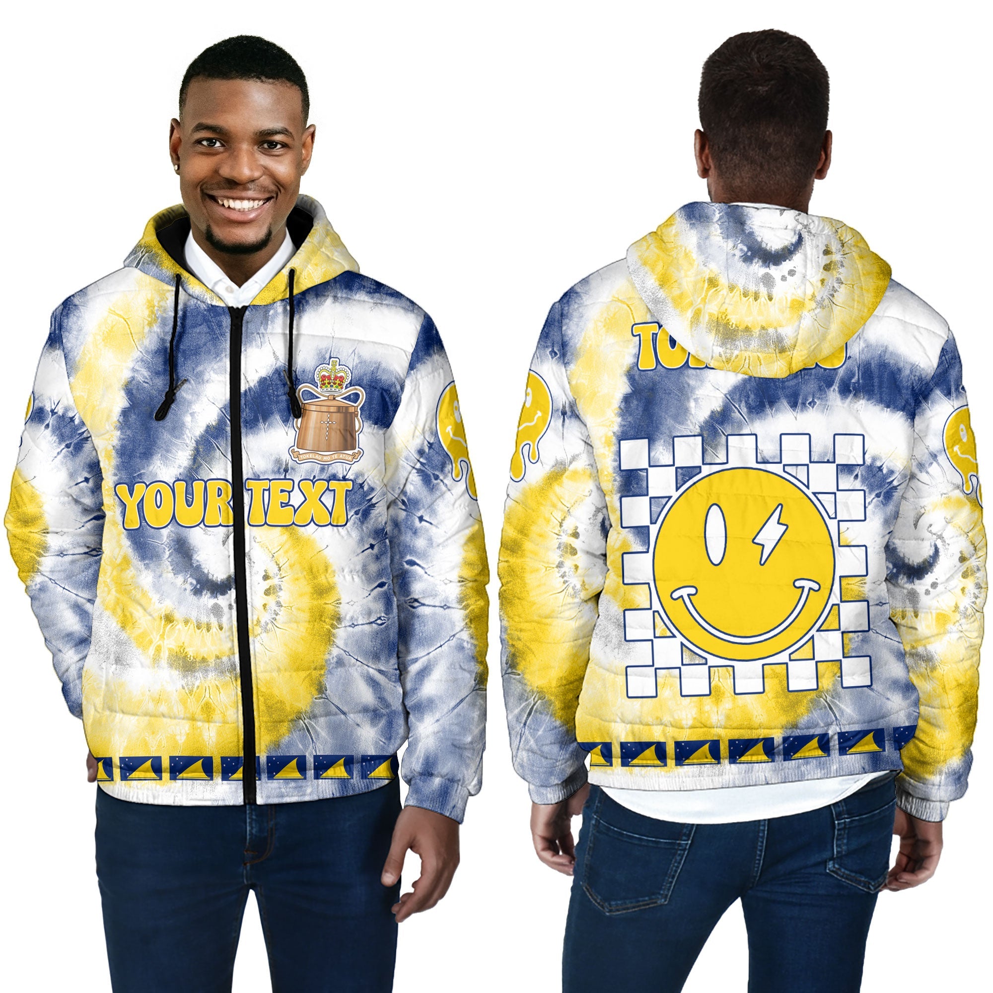 Tokelau Men Hooded Padded Jacket Custom Tie Dye Style 4