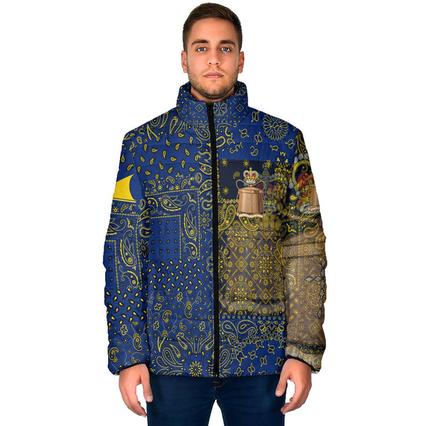 Tokelau Men Padded Jacket Paisley Flag And Skull Style 1