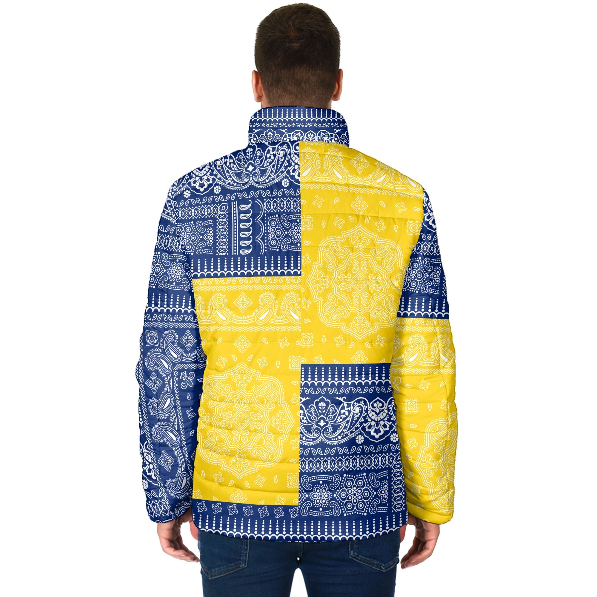 Tokelau Men Padded Jacket Flag And Paisley Basic Style 2